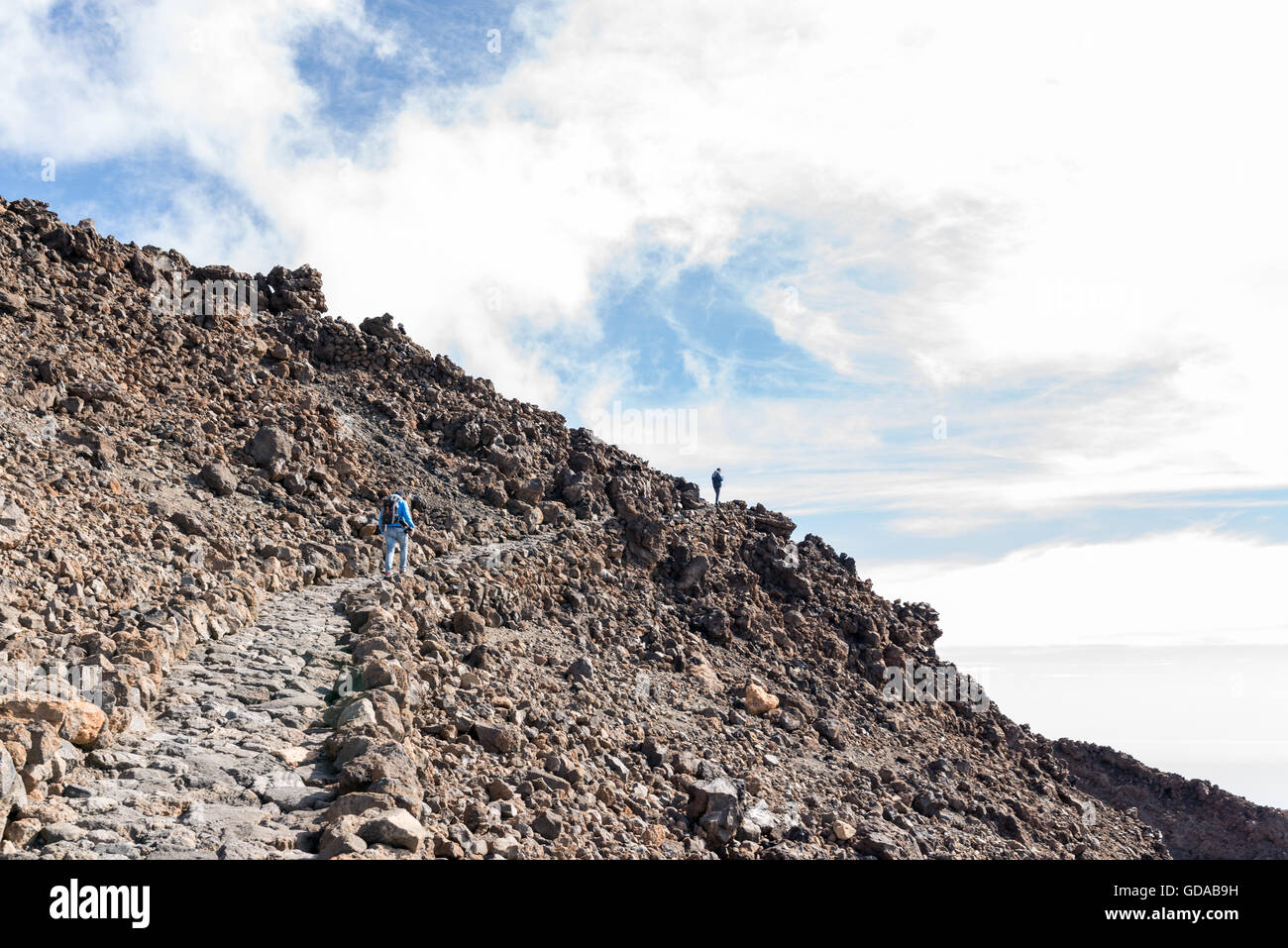 Spain, Canary Islands, Tenerife, hike on the Picp del Teide. The Pico del Teide (Teyde) is with 3718 m the highest elevation on the Canary Island Stock Photo