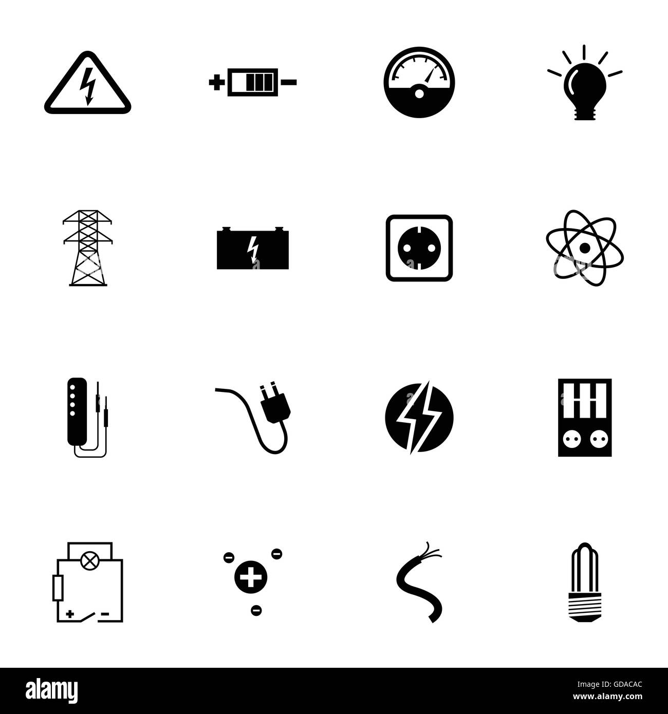 Vector black electricity icons set Stock Vector Image & Art - Alamy