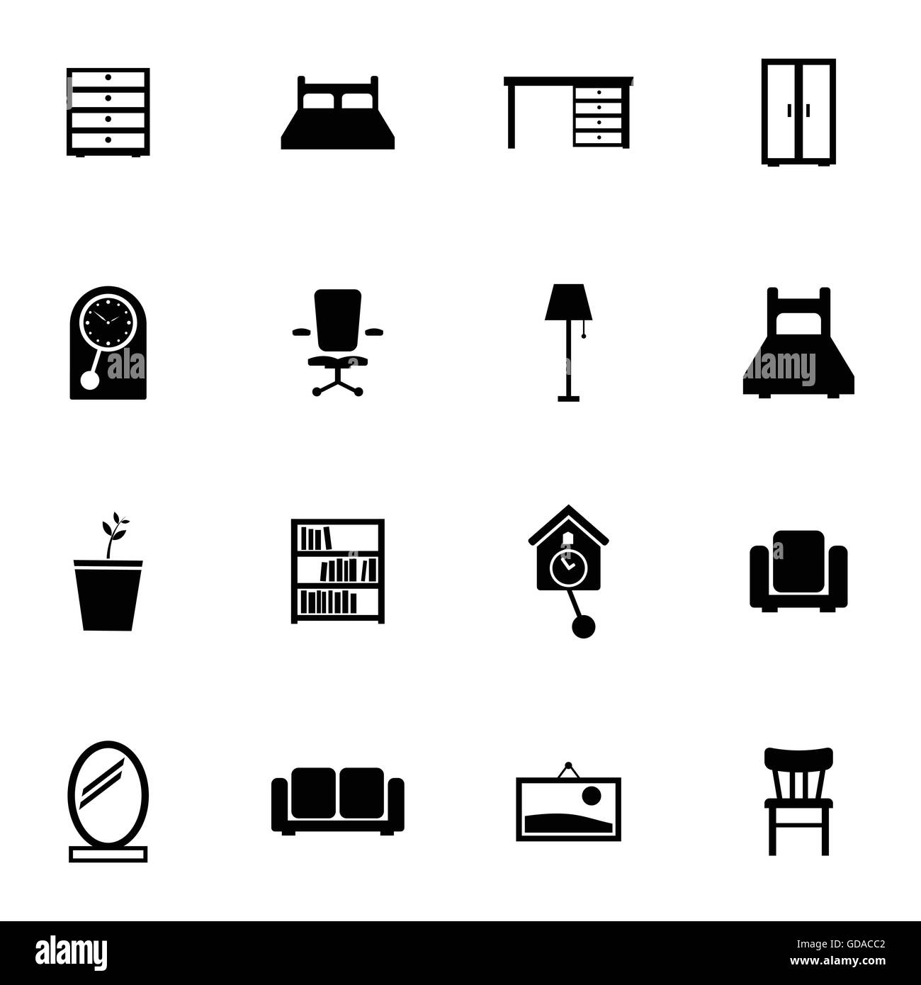 Vector black furniture icons set Stock Vector Image & Art Alamy