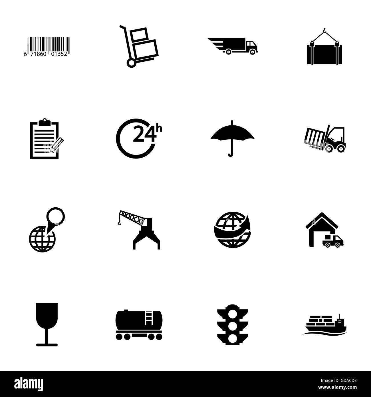Vector black  logistic icons set Stock Vector
