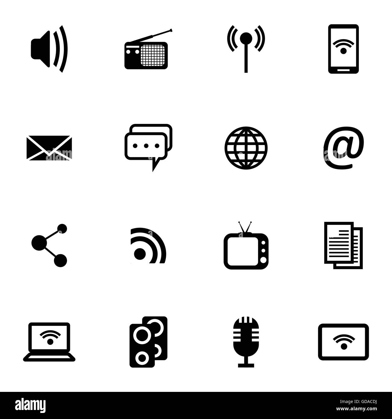 Vector black media icons set Stock Vector Image & Art - Alamy