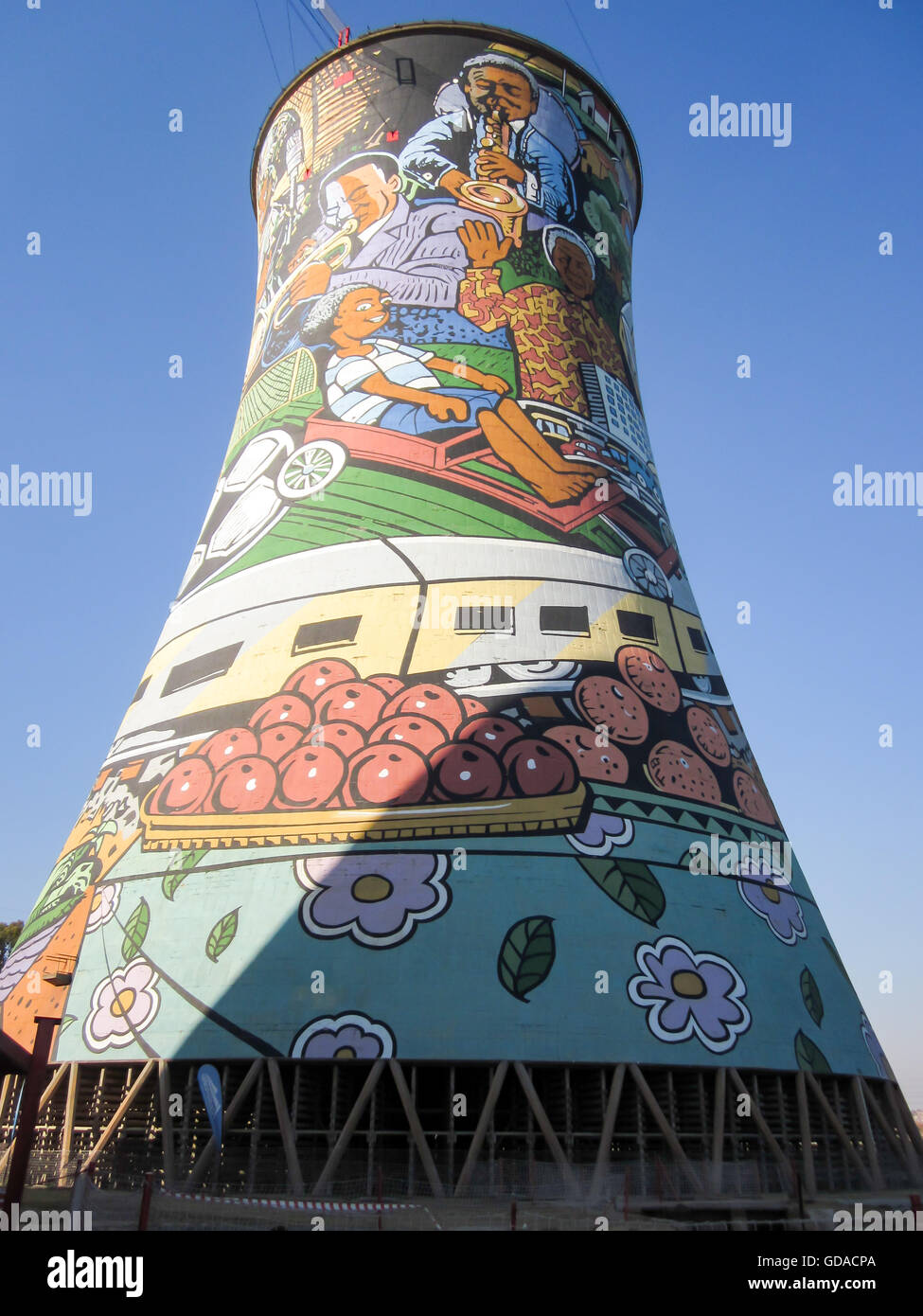 South Africa, Gauteng, Soweto, cooling tower of the former coal power