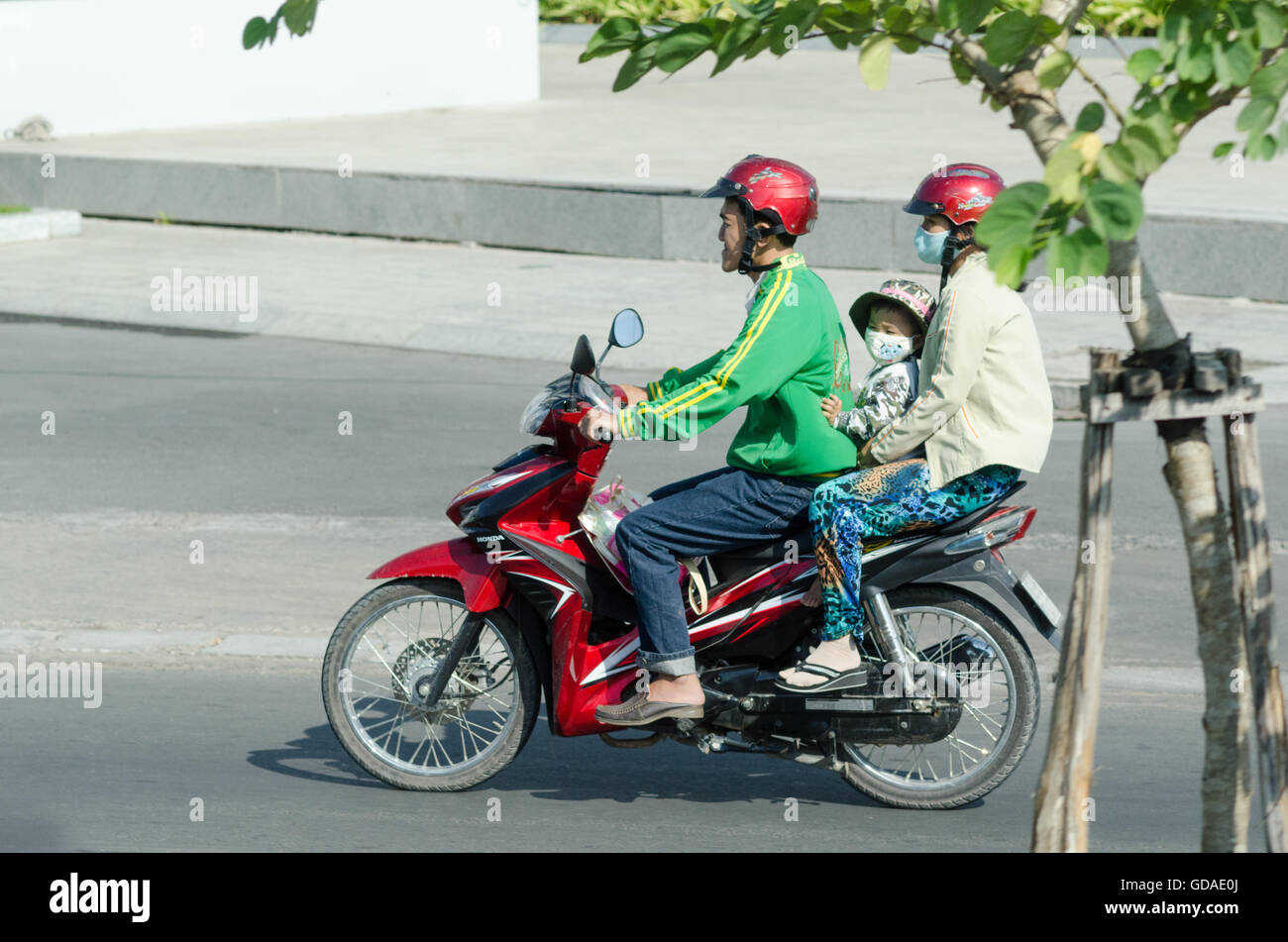 Vietnam, Can Tho, family on a scooter Stock Photo
