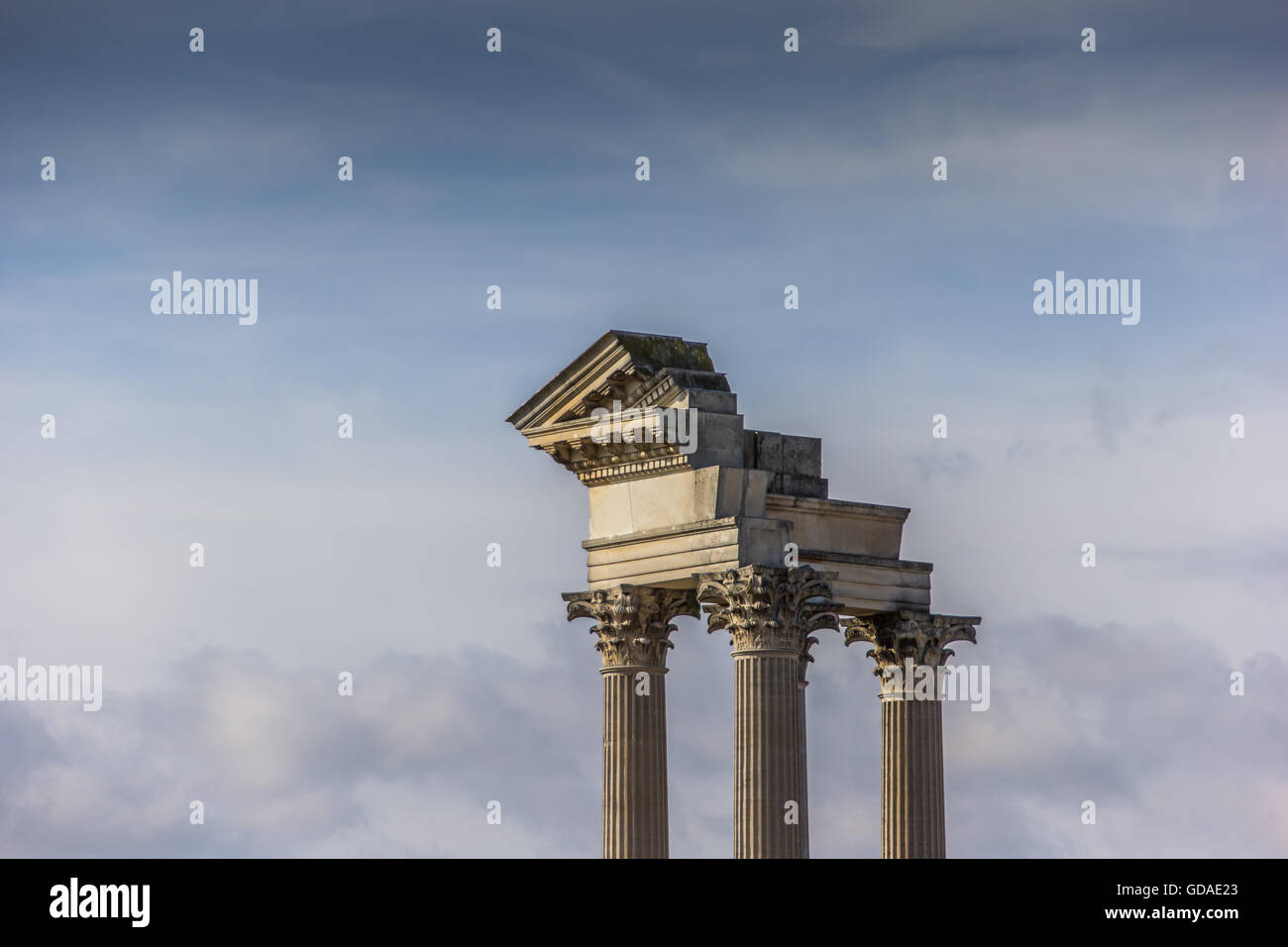 Old roman pillars in the  archeological park of Xanten, Germany Stock Photo