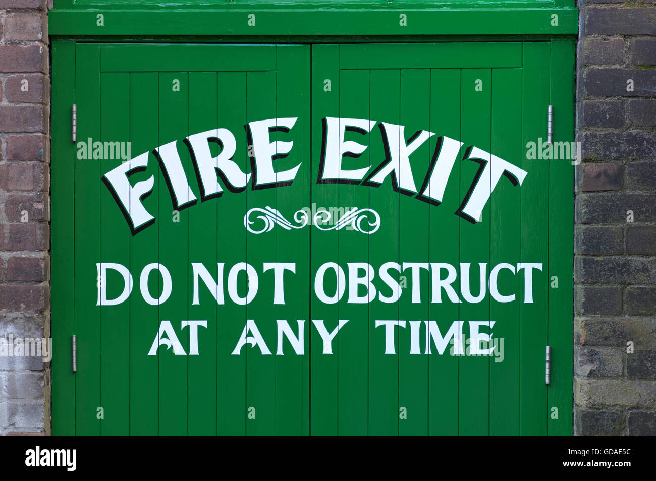Fire Exit do not obstruct at any time Stock Photo