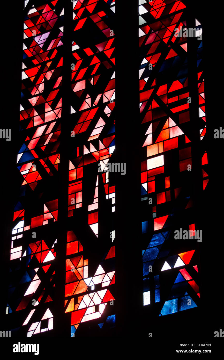 Stained glass of the dom of Xanten, Germany Stock Photo