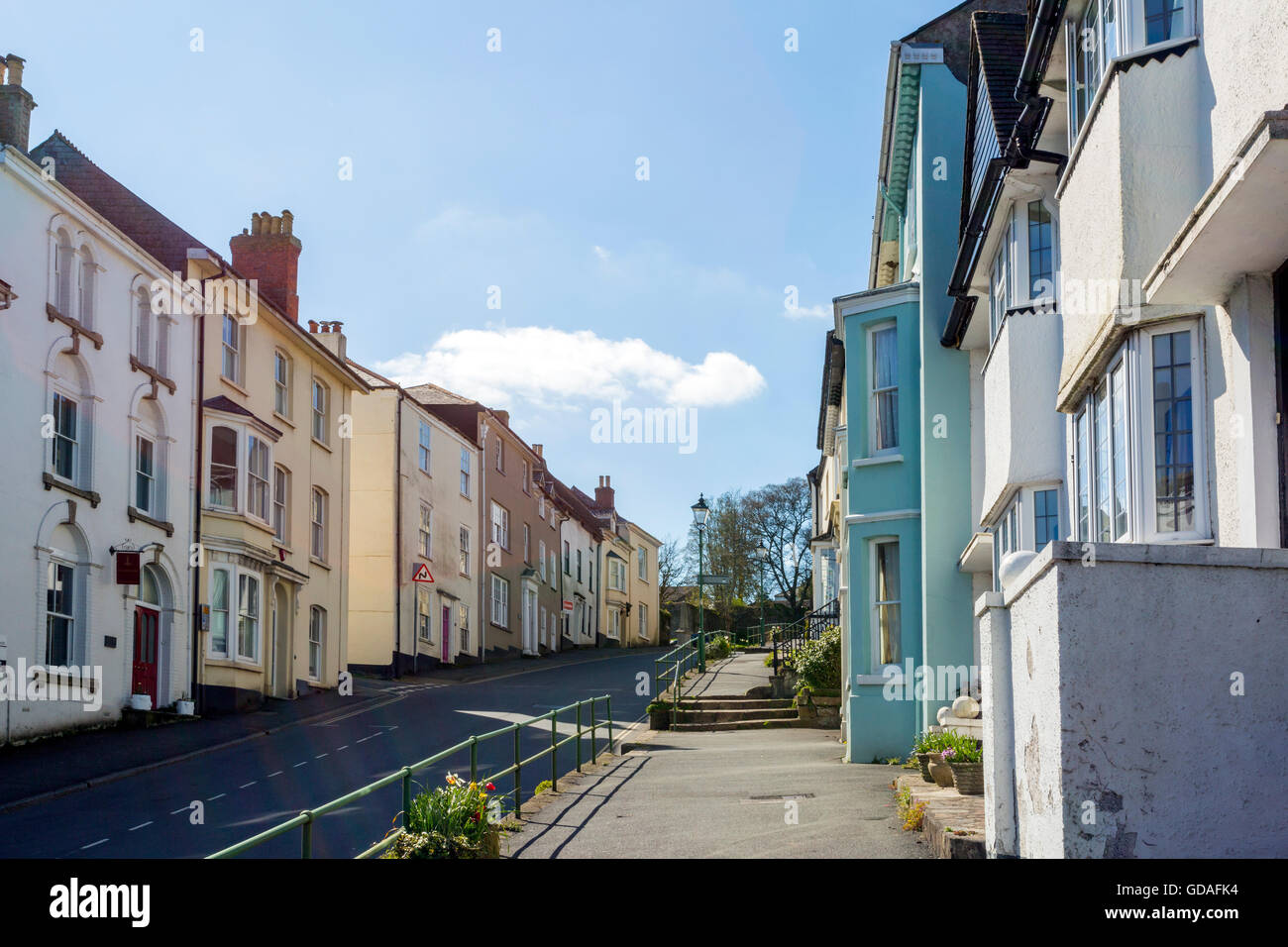 Terraces of town houses in Church Street, the main road through Modbury