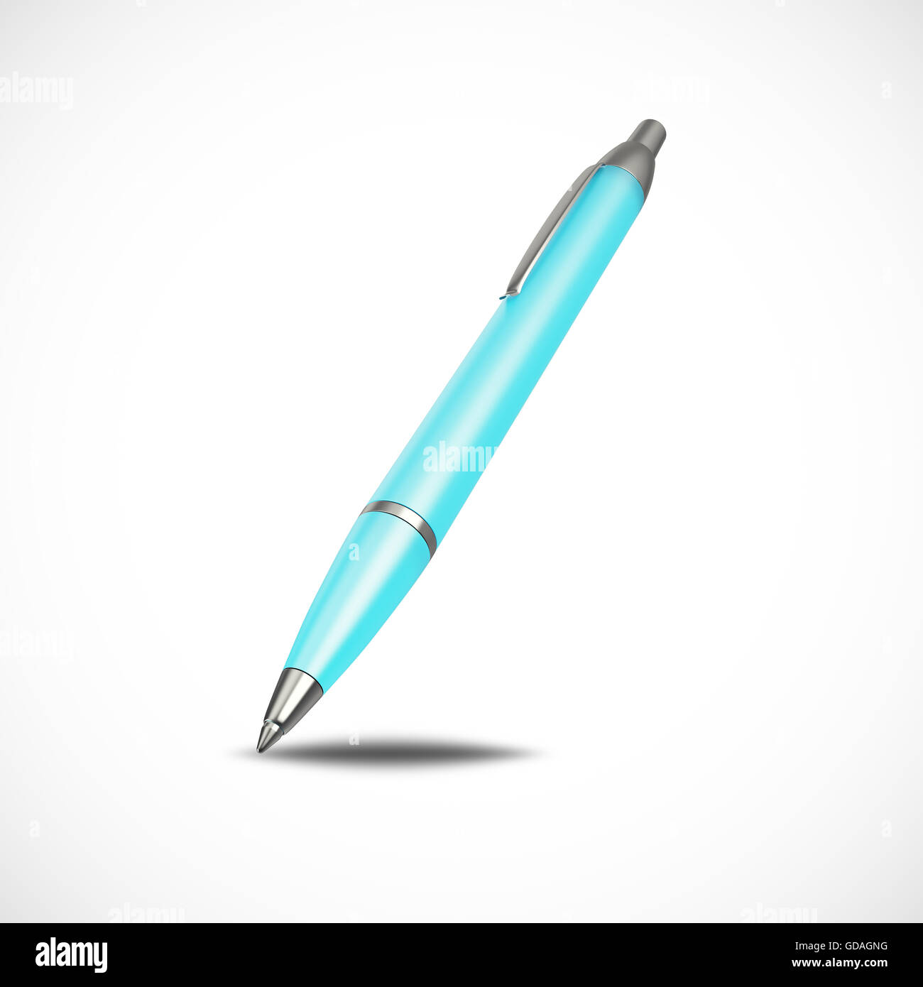 Blue Ballpoint Pen isolated on white background. 3d illustration Stock ...