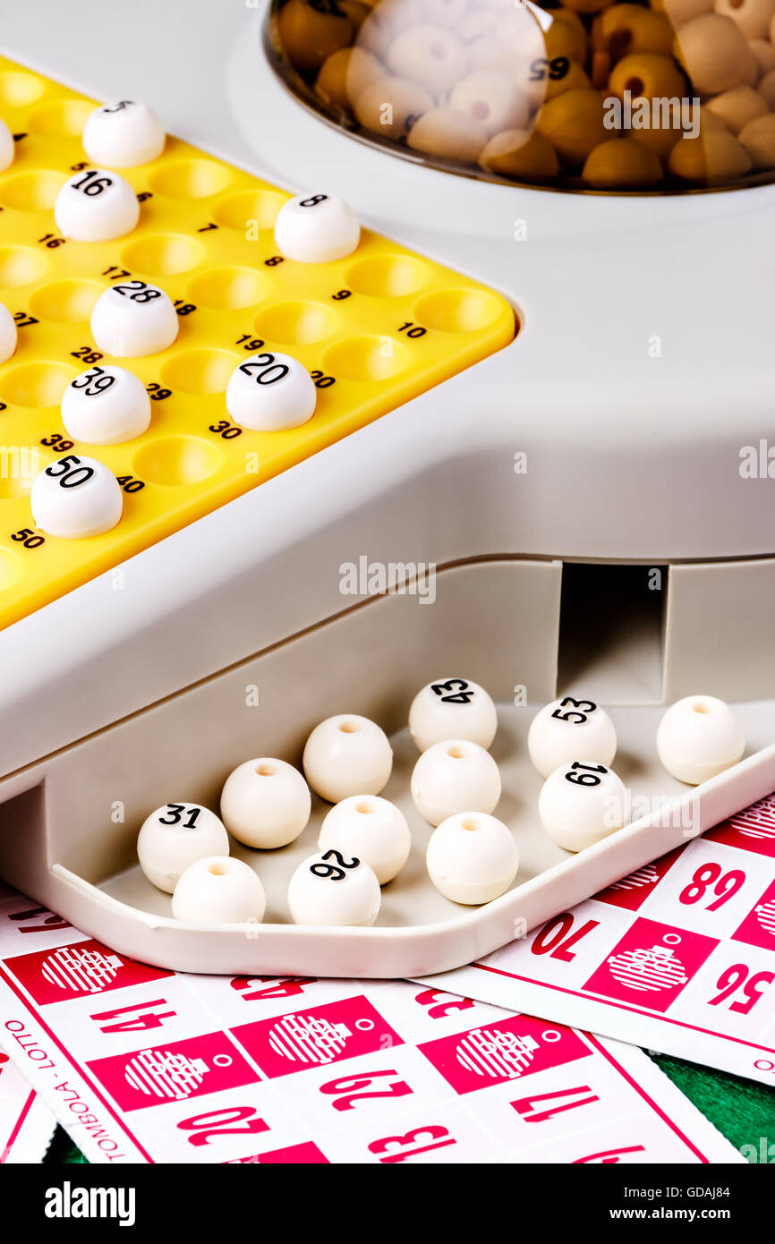 Bingo game with cards to play. Vertical image Stock Photo