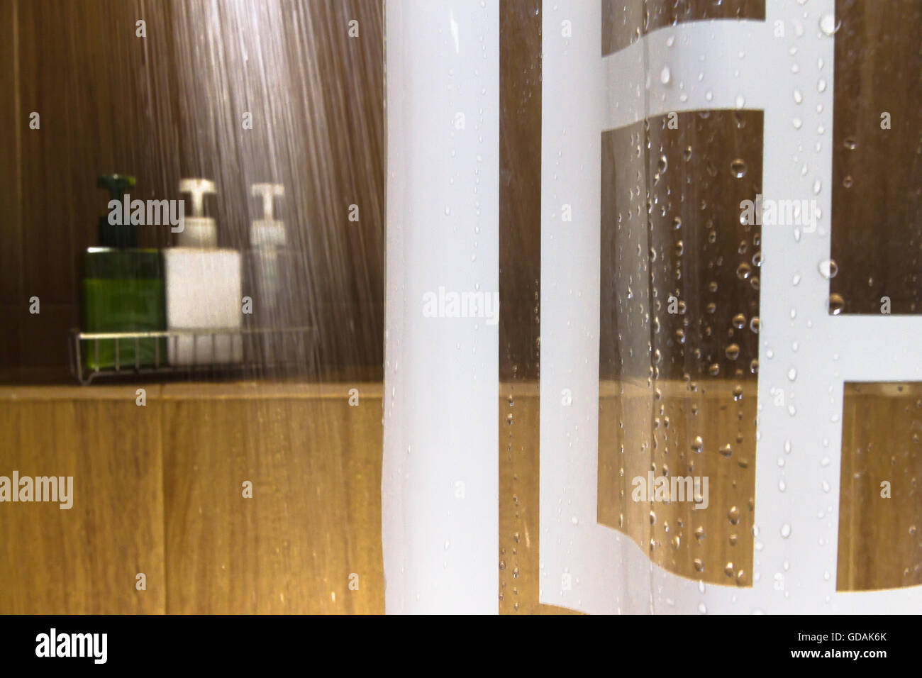 Modern Bath Interior with running shower Stock Photo Alamy