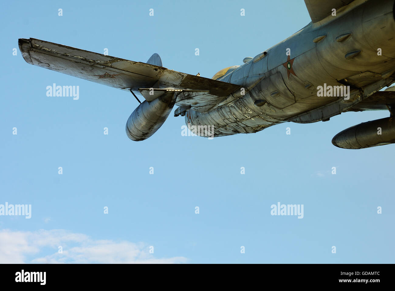 Old Soviet fighter shot from below close up Stock Photo - Alamy