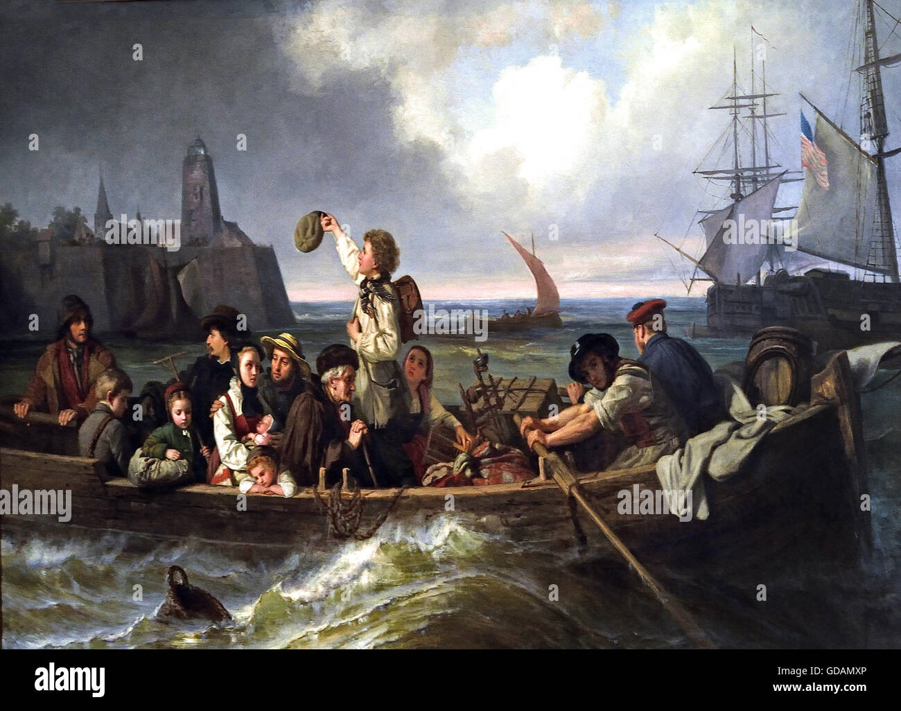 Abschied der Auswanderer - Farewell of the emigrants  - Antonie Volkmar  1927-1860 Germany Berlin Stock Photo