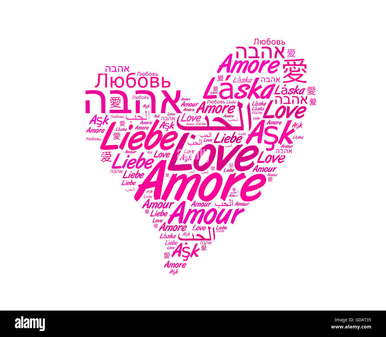 Love concept word cloud in many languages of the world Stock Photo