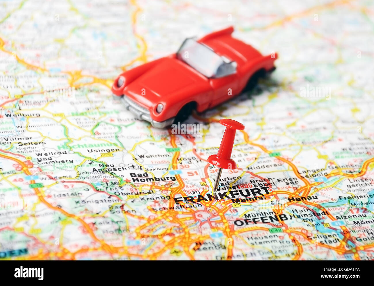 Close up frankfurt germany map red hi-res stock photography and images ...