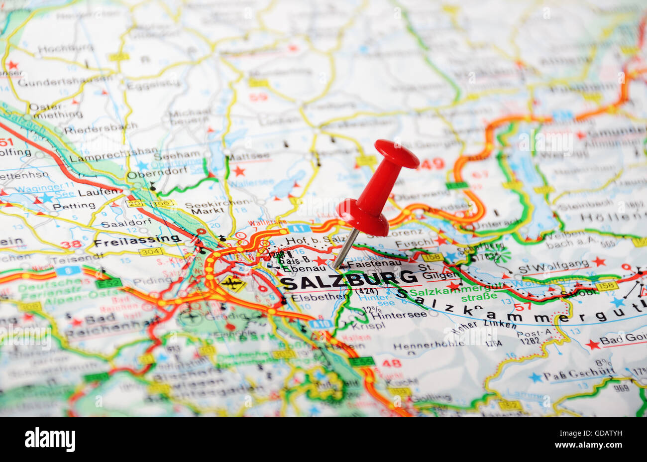 Map Of Salzburg Austria Close Up Of Salzburg , Austria Map With Red Pin - Travel Concept Stock  Photo - Alamy