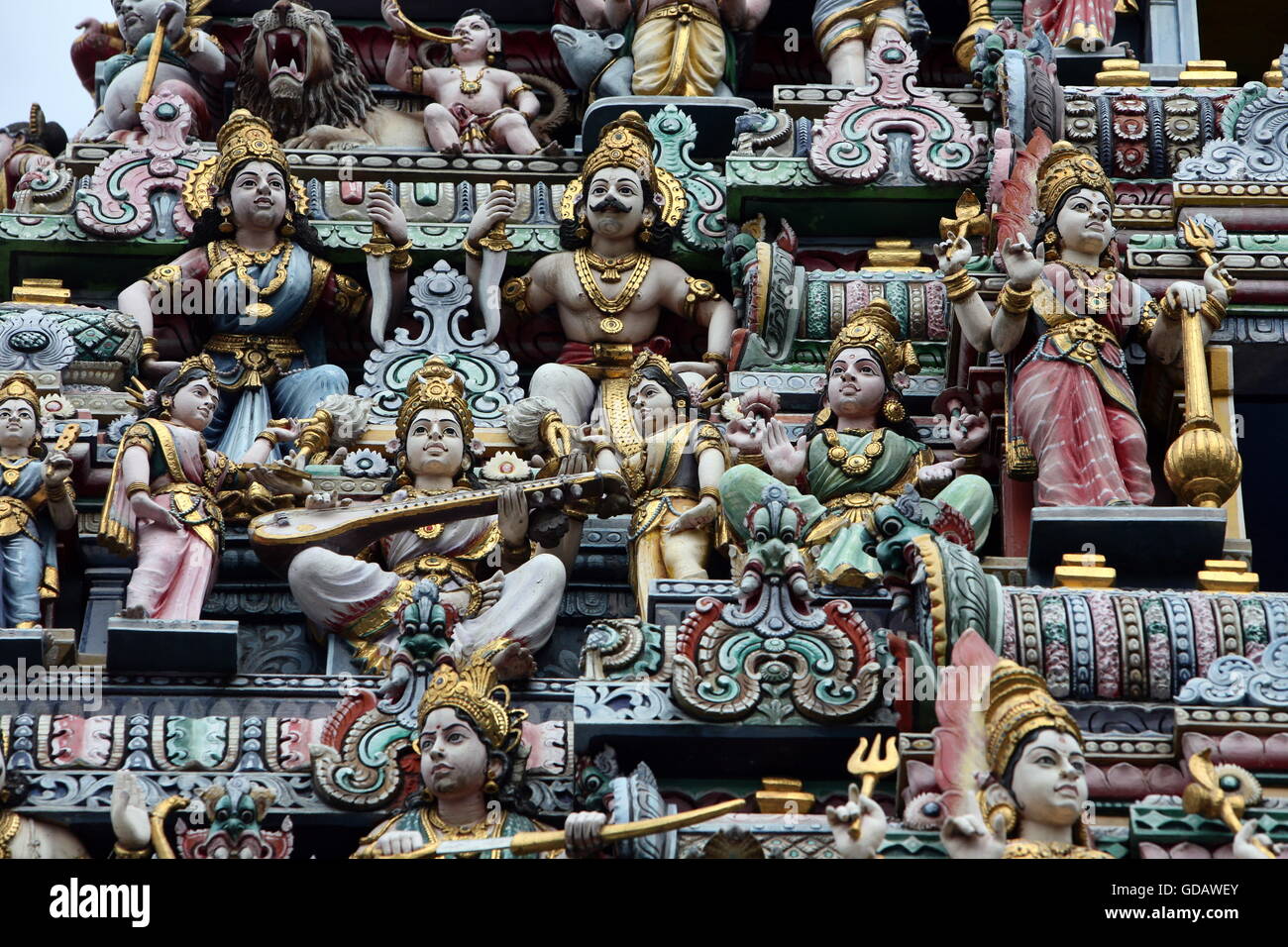 Asien, Suedostasien, Singapur, Inder, Indischer Tempel, Fassade, Figuren, Die Fassade eines Indischen Tempel in Singapur in Sued Stock Photo