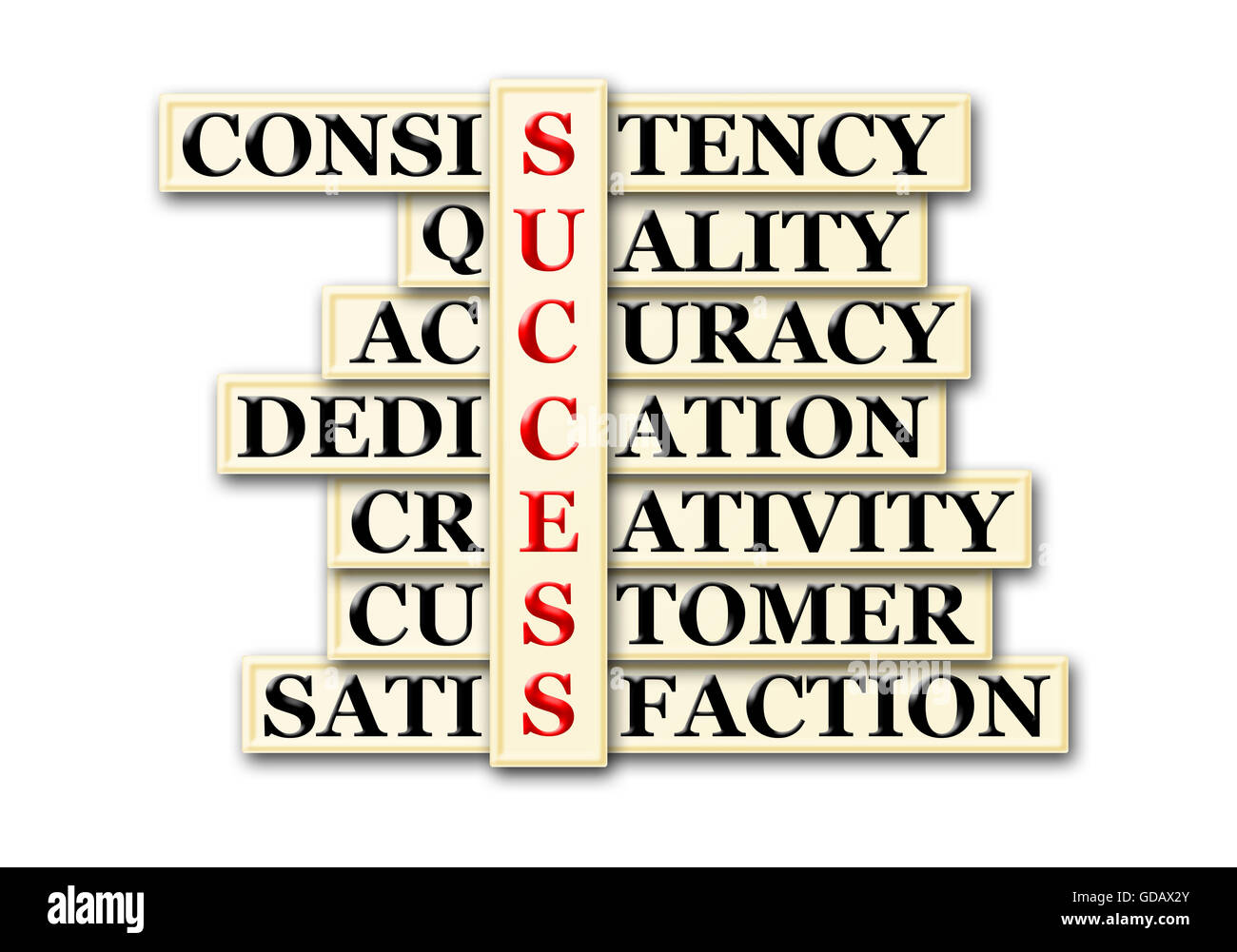 Acronym Of Success And Other Releated Words On White Stock Photo Alamy