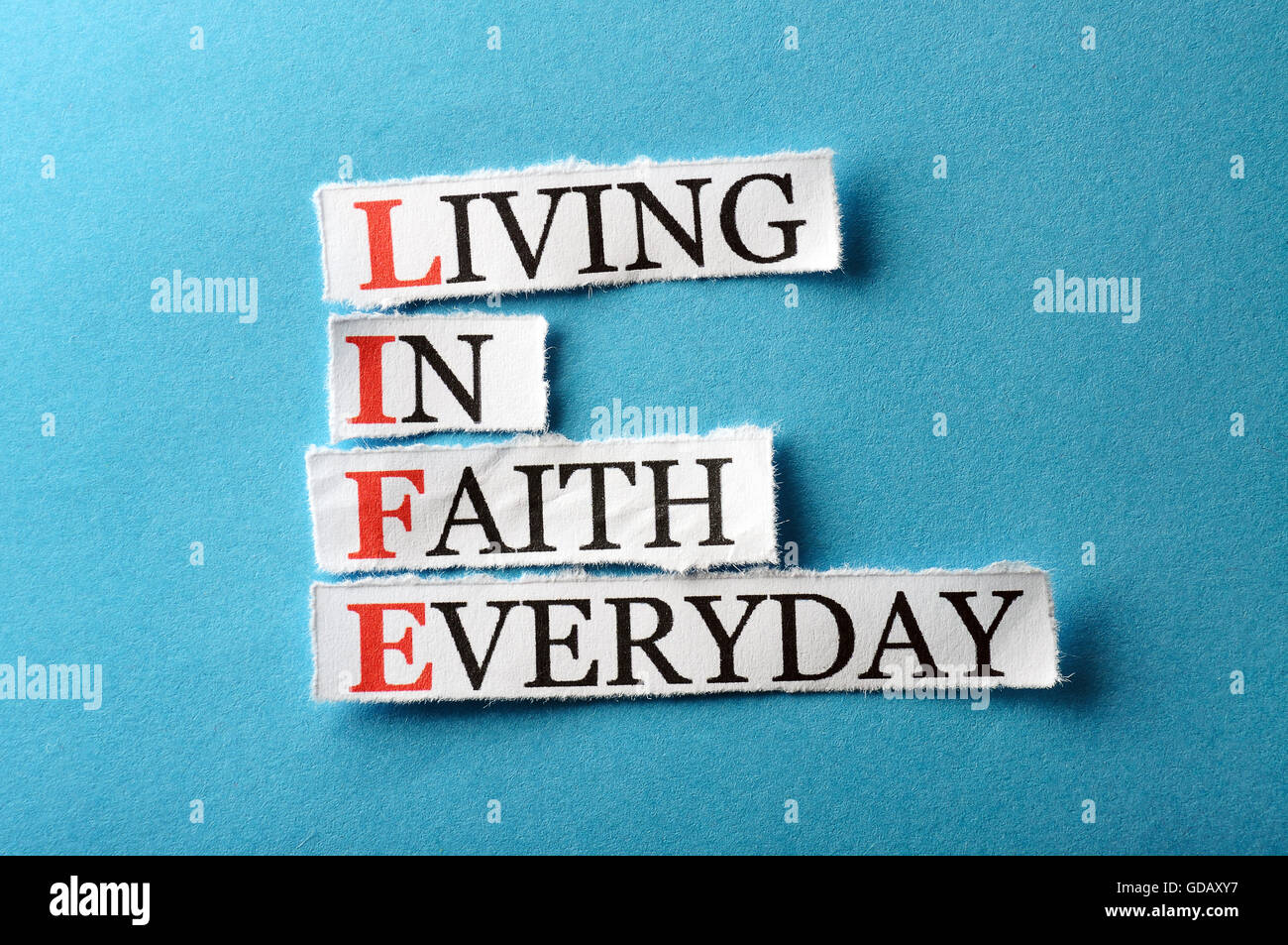 life acronym concept , words on cut paper hard light Stock Photo - Alamy