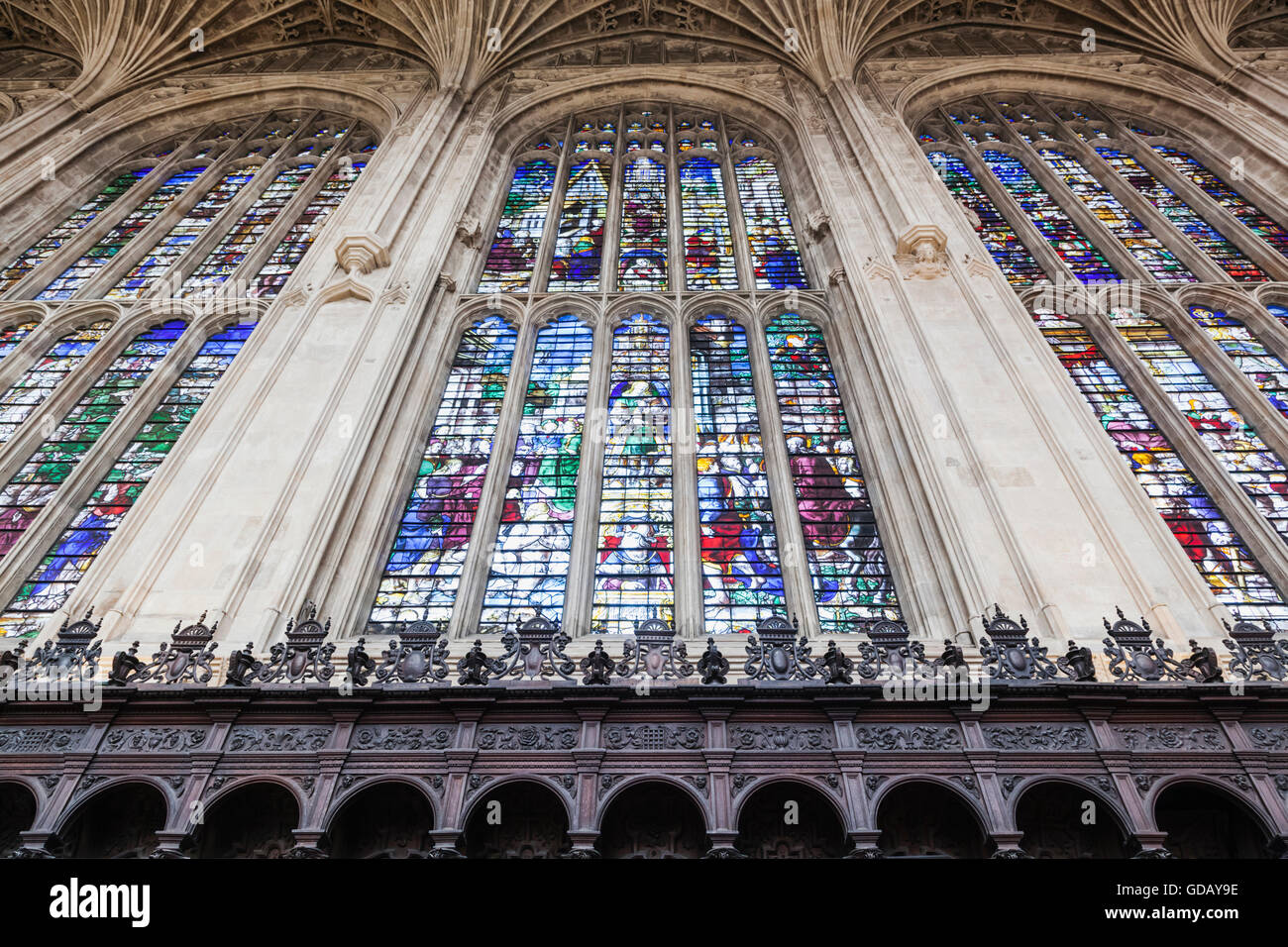 England,Cambridgeshire,Cambridge,King's College Chapel,Stained Glass Windows Stock Photo Alamy