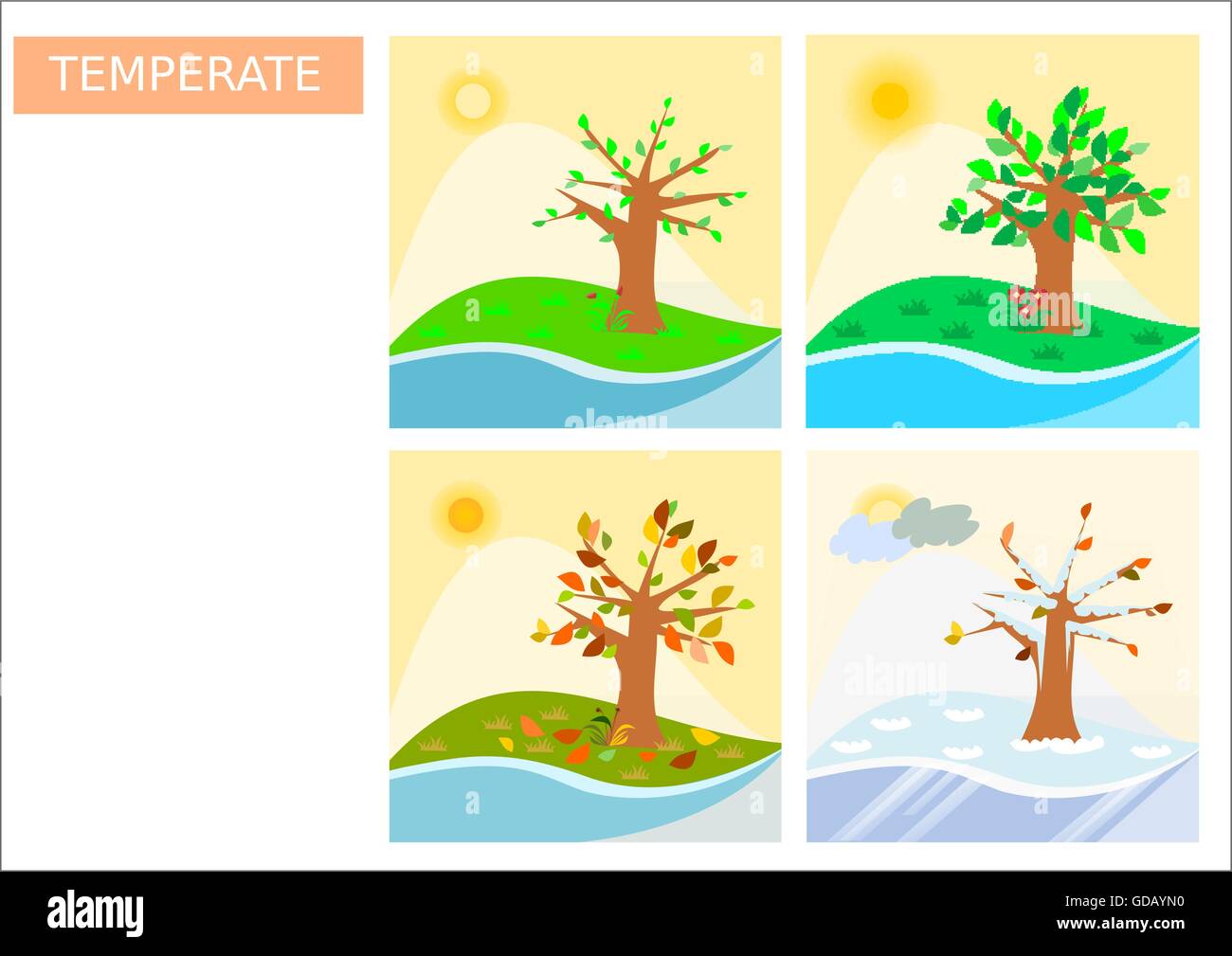Four different season clipart icons drawings in vector format Stock Vector