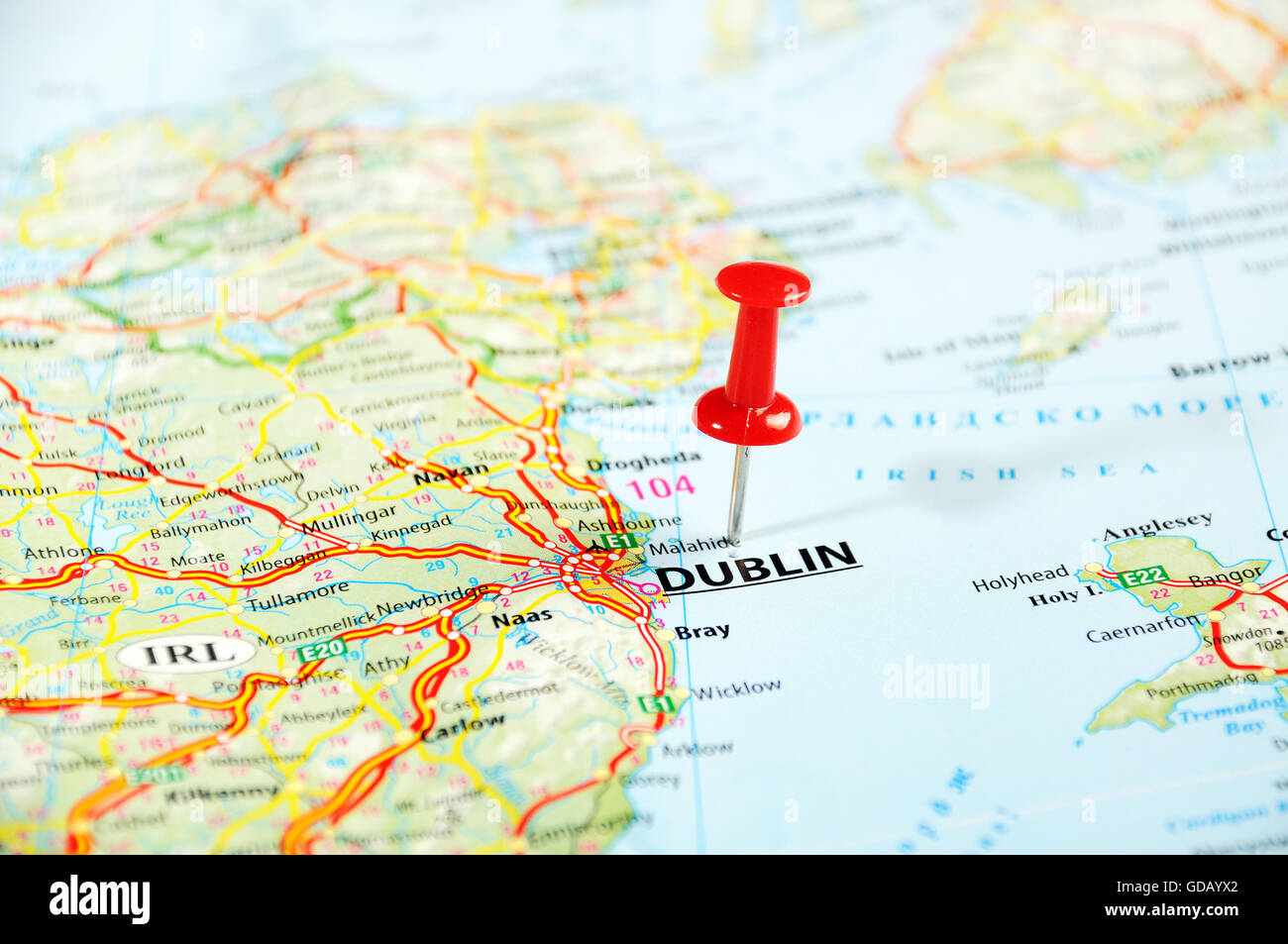 Dublin Ireland ,United Kingdom map and pin Travel concept Stock Photo