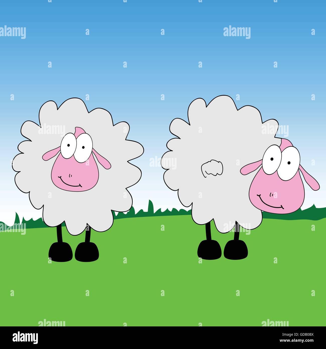 sheep cartoon on a grass vector illustration Stock Vector Image & Art ...