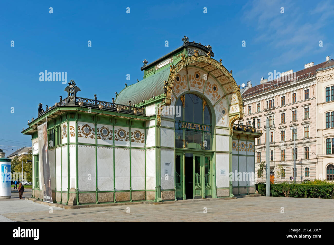 Otto Wagner's pavilion,subway station,Karlsplatz, Stock Photo