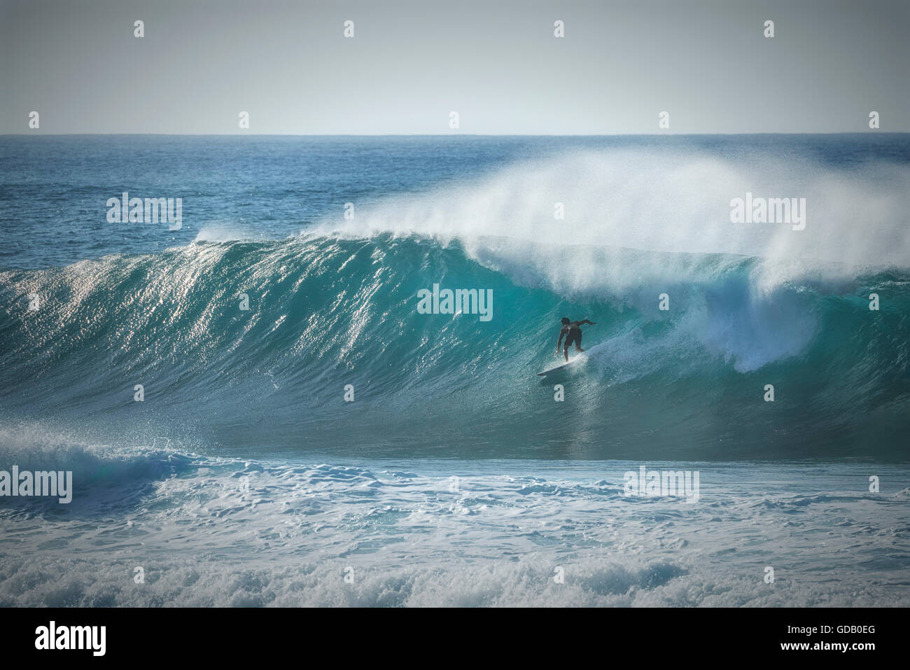 USA,Hawaii,Oahu,North Shore,Haleiwa,Surfing Stock Photo