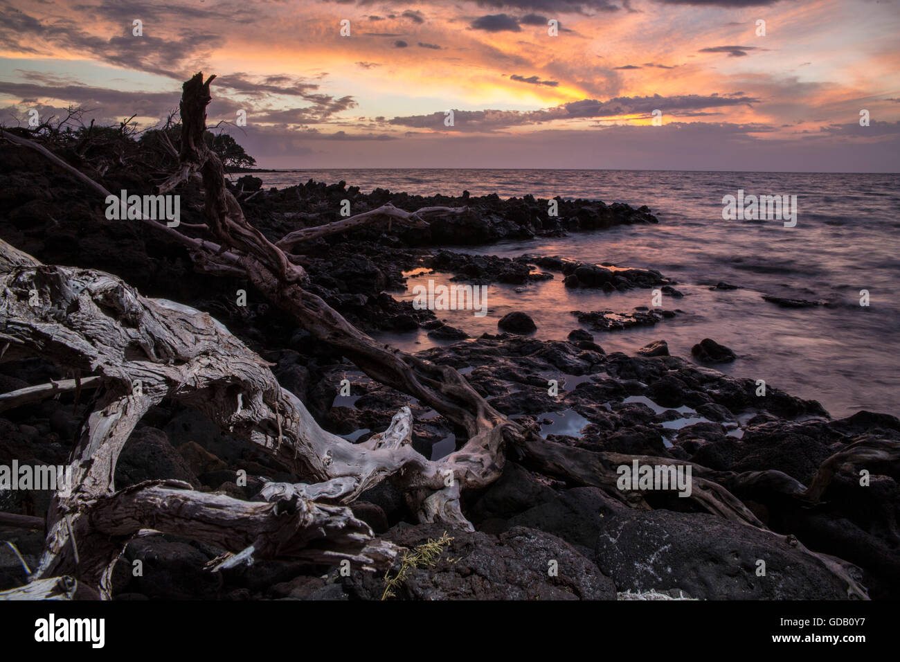 Big Island,bay,Spencer Beach Park,coast,Big Island,USA,Hawaii,America,evening,sea, Stock Photo