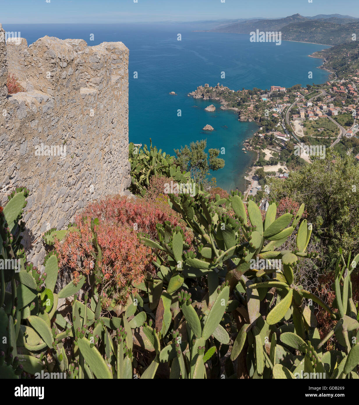 View over the Tyrrhenian Sea from the Rocca di Cefalu Stock Photo