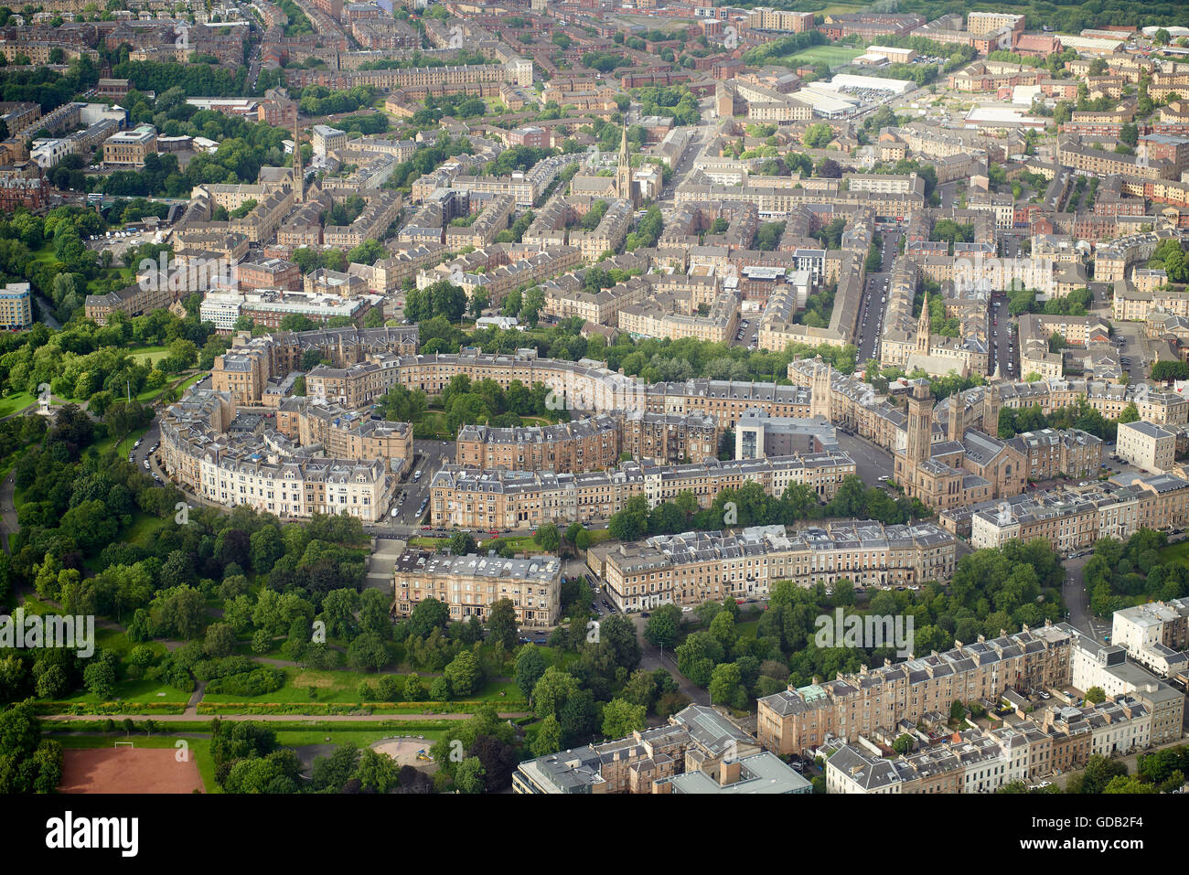 An aerial view of Glasgow west end, Central Scotland Stock Photo Alamy