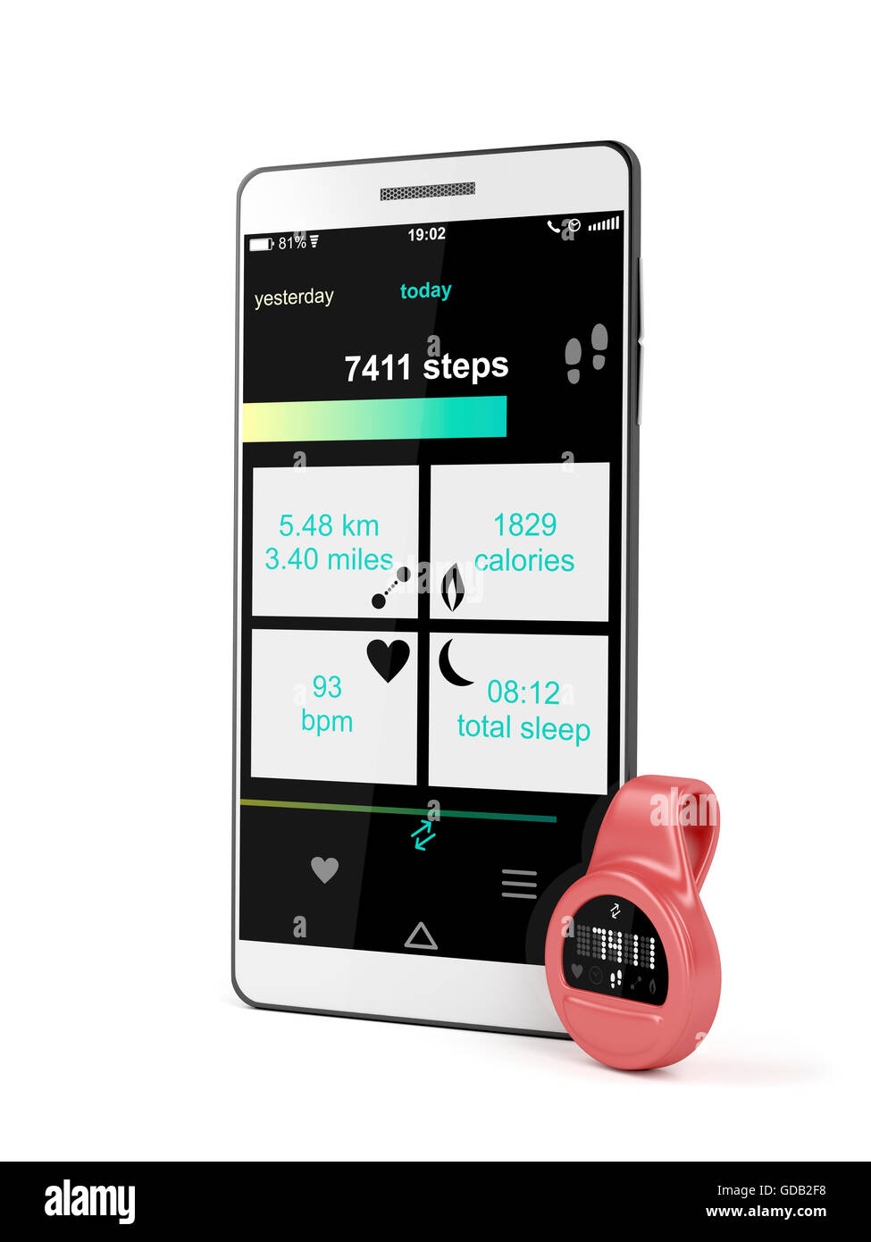 Clipon fitness tracker syncs with smartphone Stock Photo Alamy