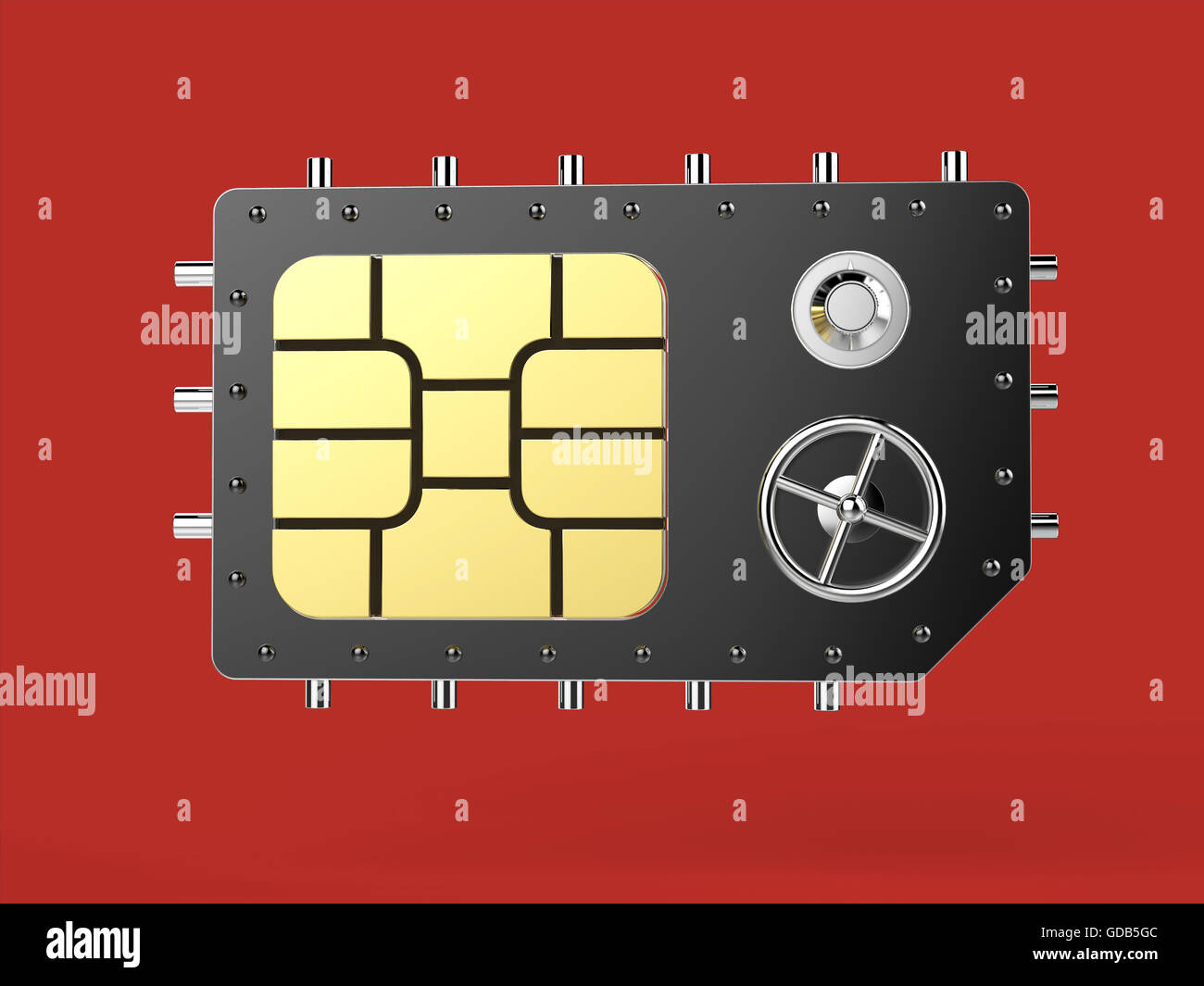 sim card as vault safe, mobile online connectivity security concept ...