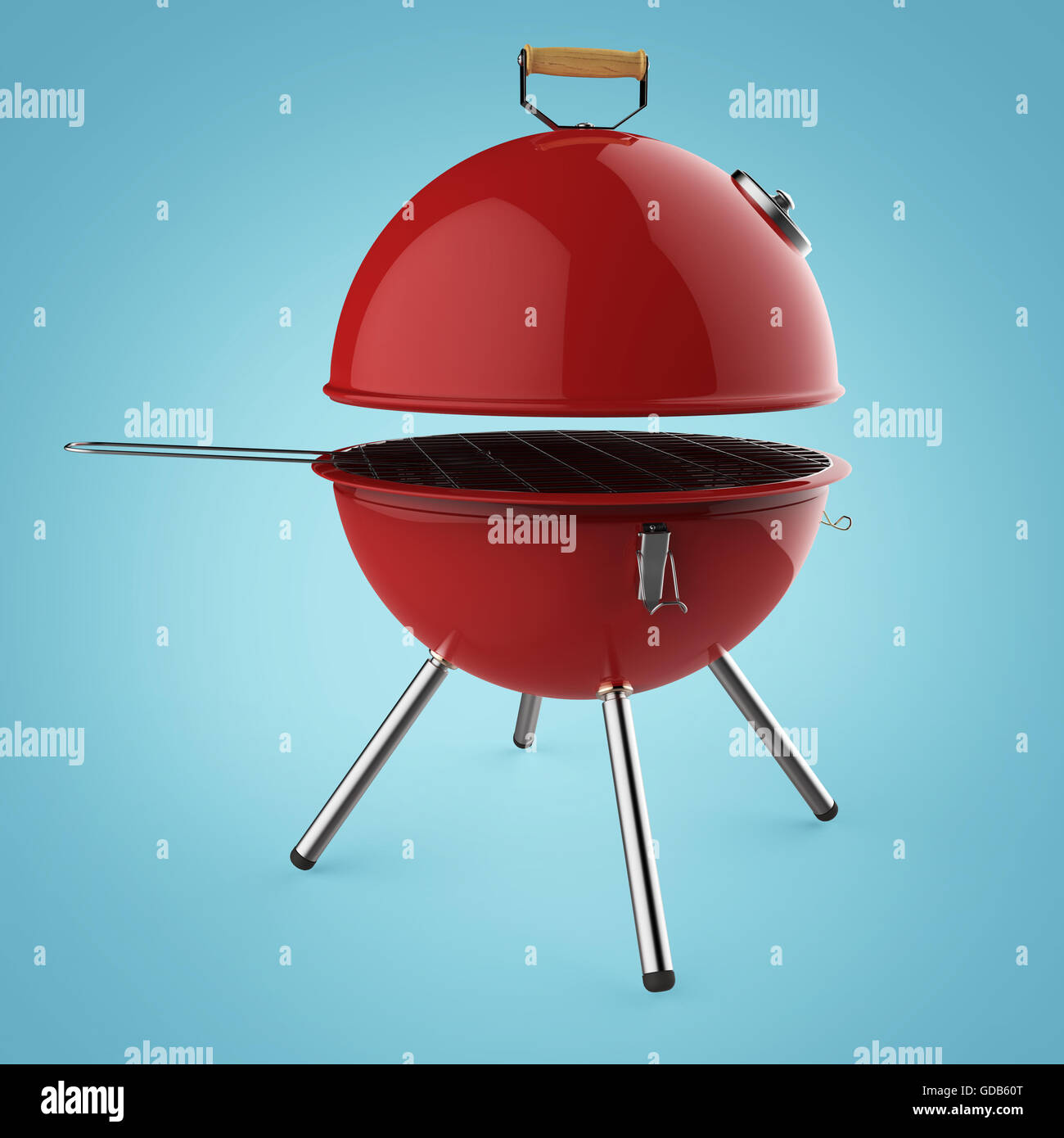 kettle barbecue charcoal grill with folding metal lid for roasting, BBQ