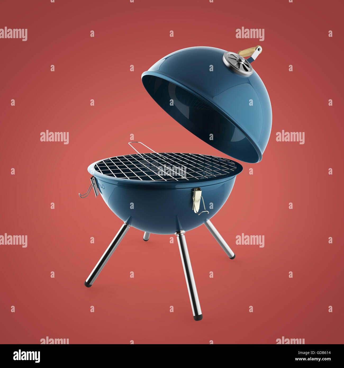 kettle barbecue charcoal grill with folding metal lid for roasting, BBQ