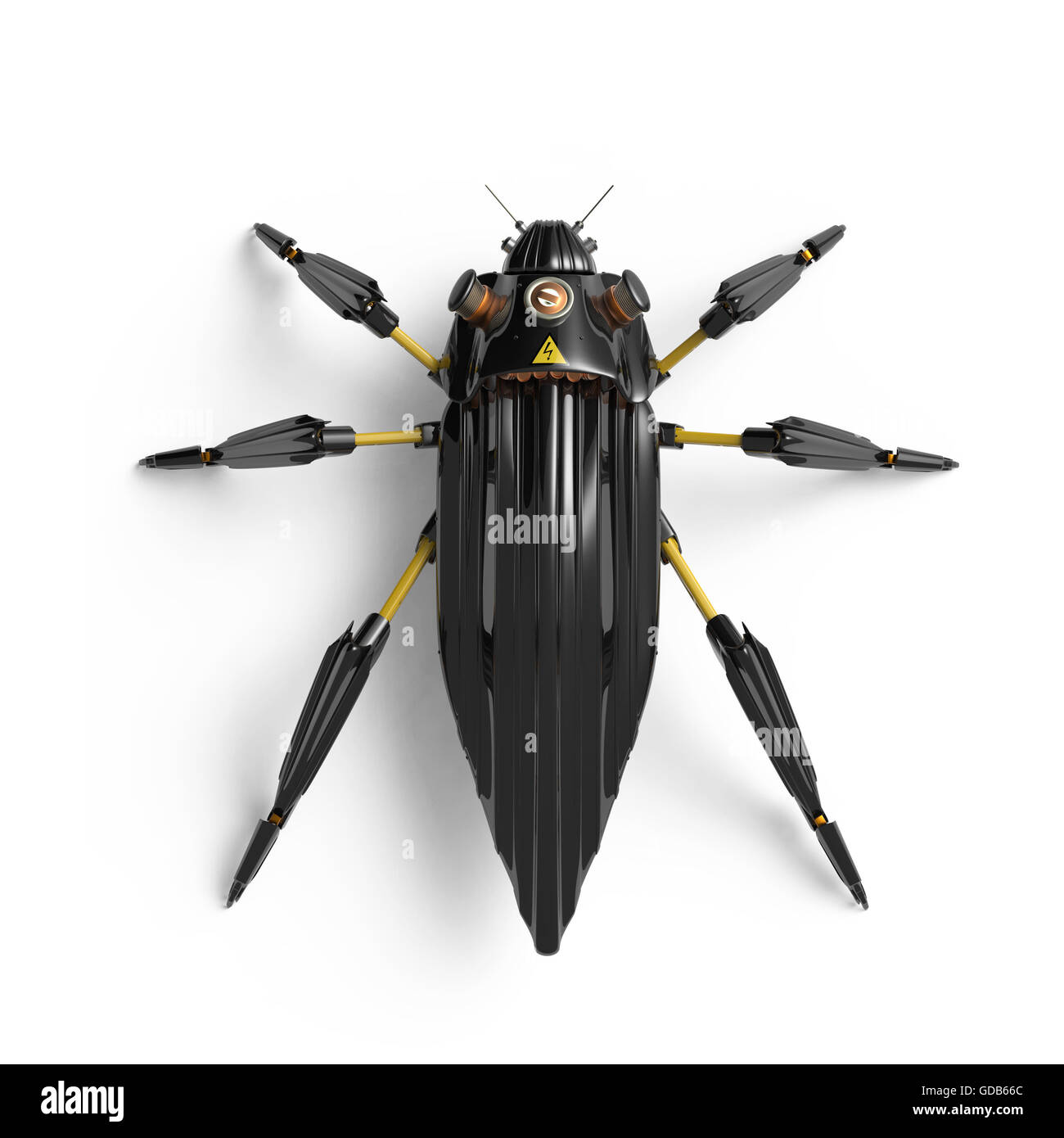 Robot Insect Render top view of artificial, streamline, art deco style, beetle insect robot ...