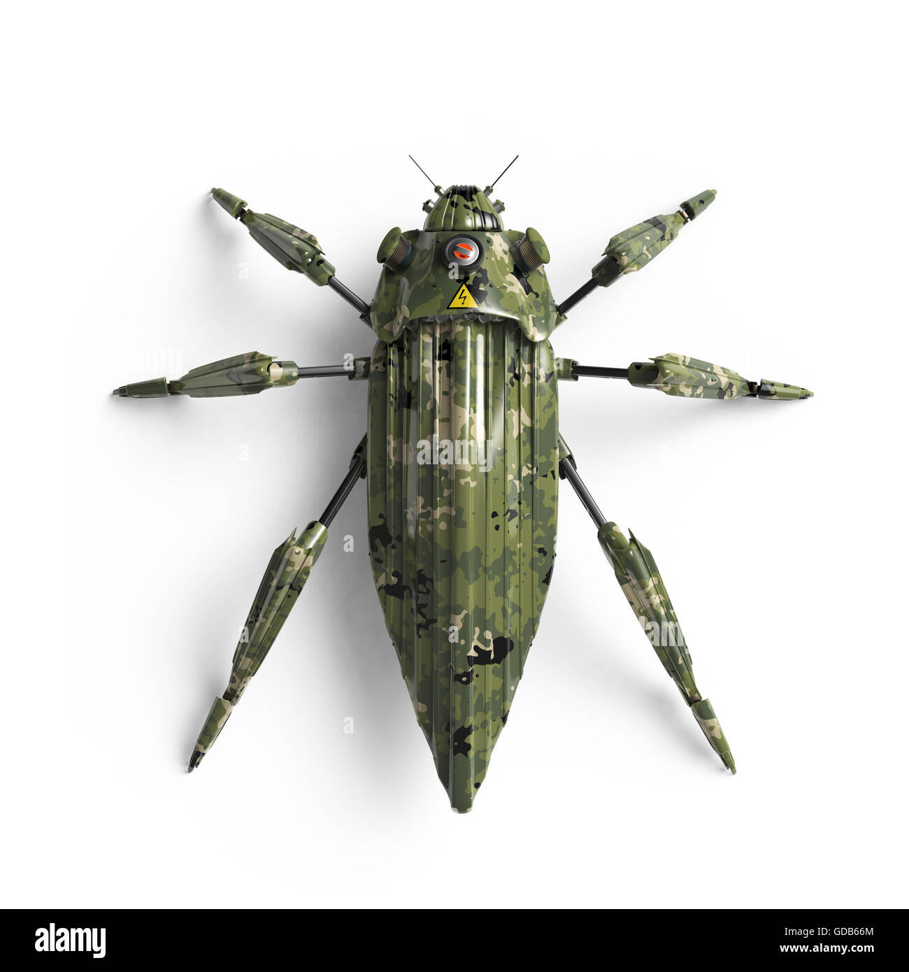 Robot Insect Render top view of artificial, streamline, art deco style, beetle insect robot ...