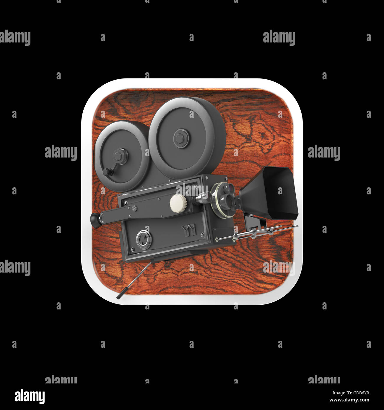 high detailed vintage movie camera on rounded square background Stock ...
