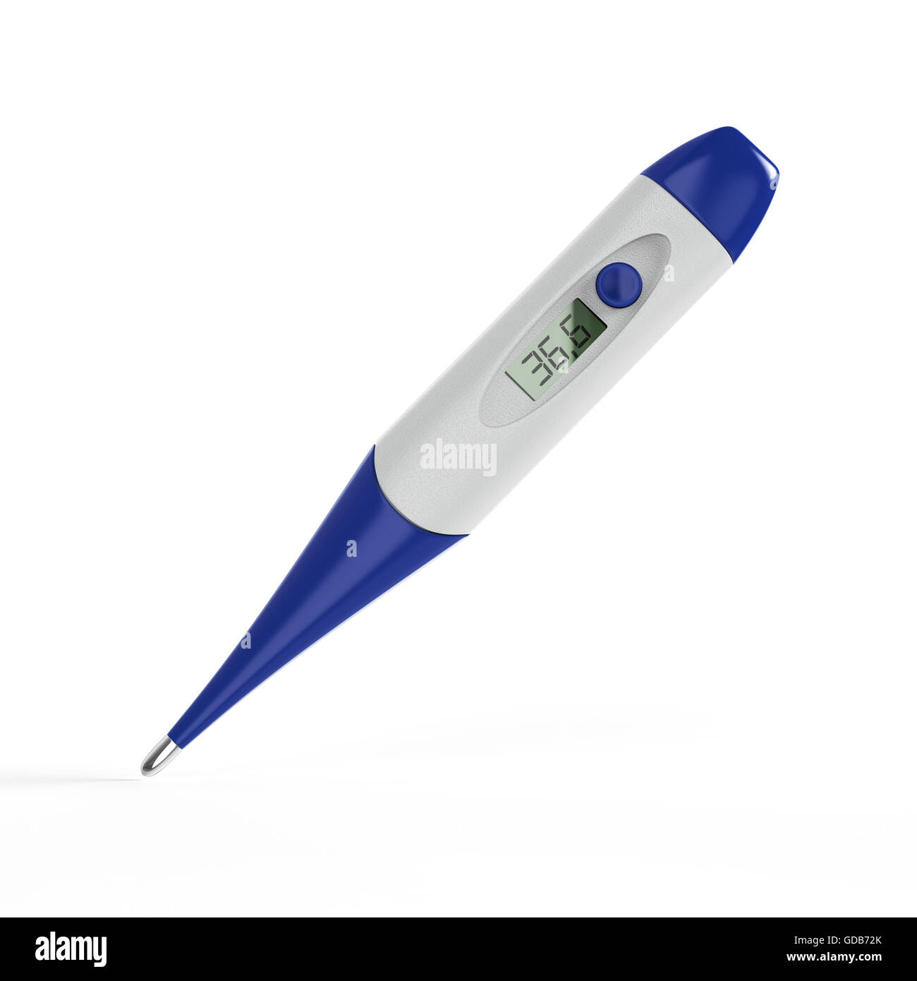 Medical digital thermometer made of whithe and blue plastic . Isolated render Stock Photo