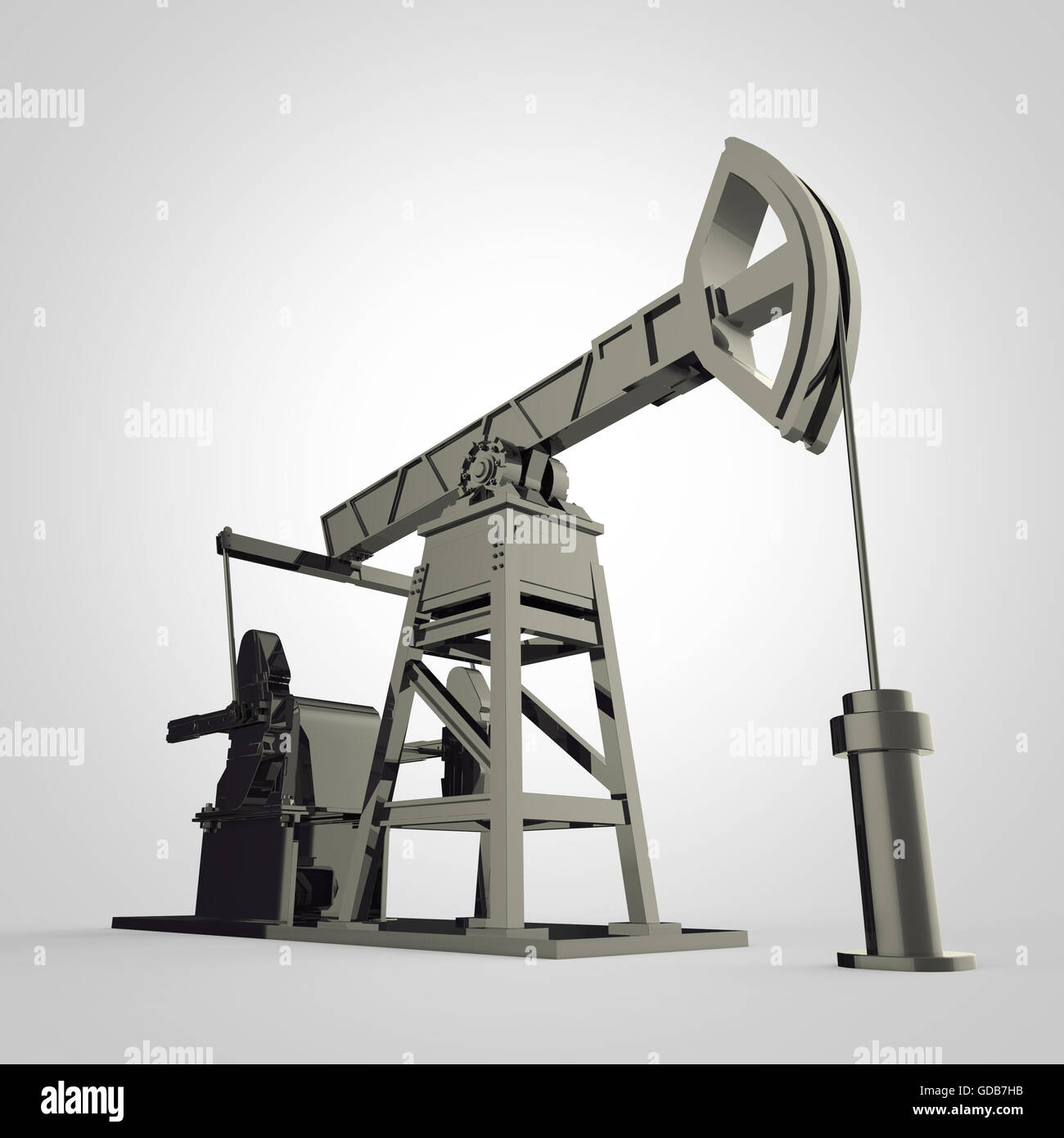 High detailed dark metallic pumpjack, oil rig. isolated rendering