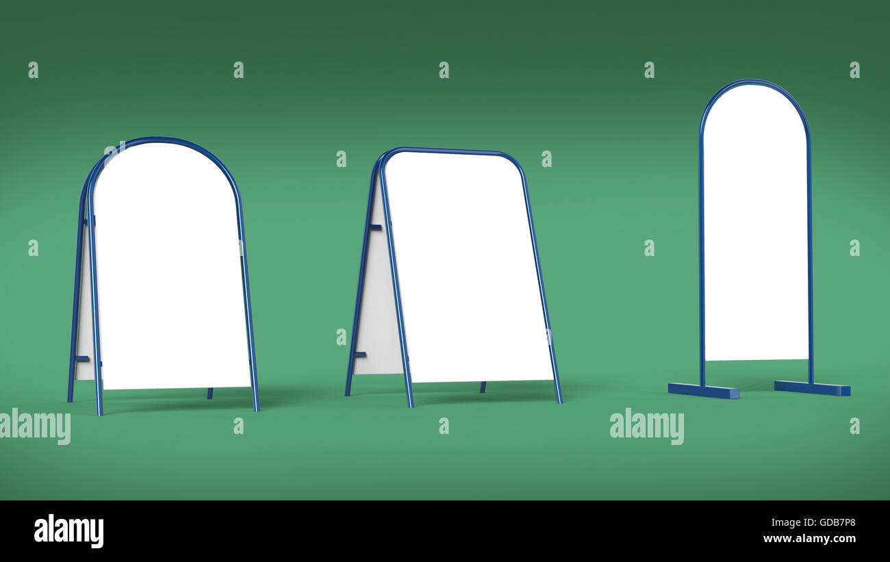 white advertising banner pillar stand mockup template isolated