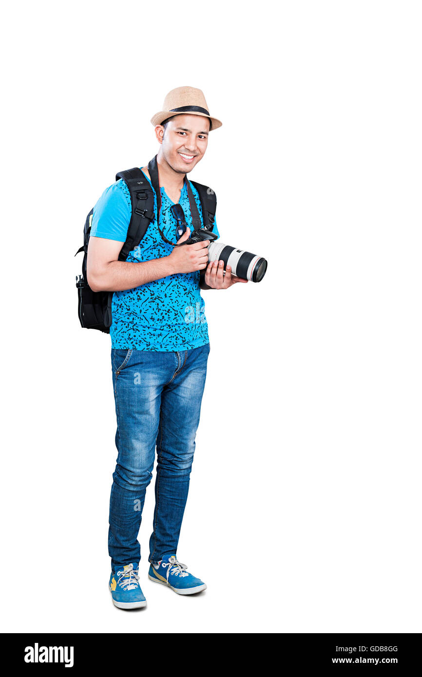 1 Indian Photographer Camera man Holding Camera Hobby Photography Stock Photo