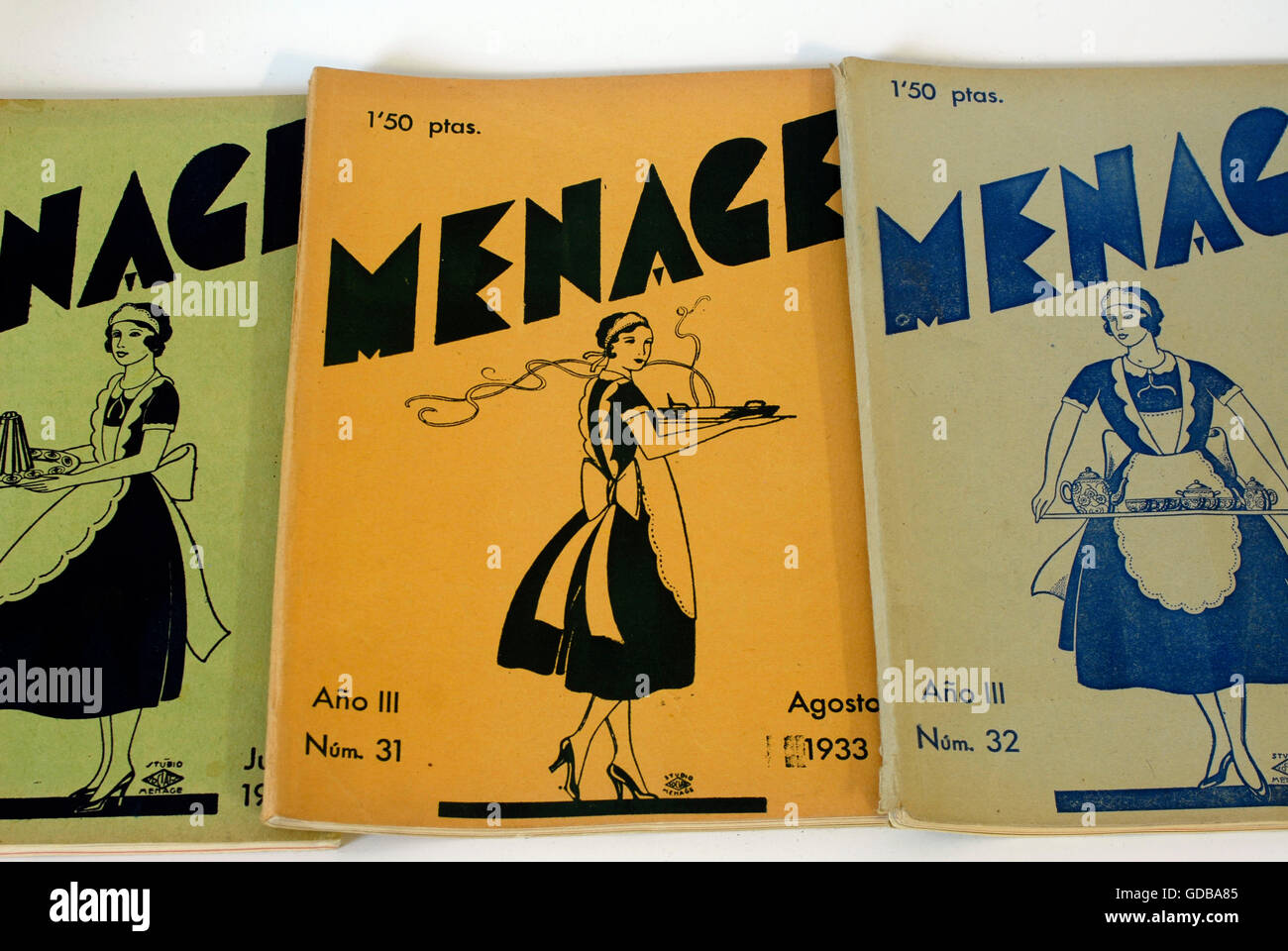 Old spanish magazines Menage Circa fifties Original woman magazine Stock Photo