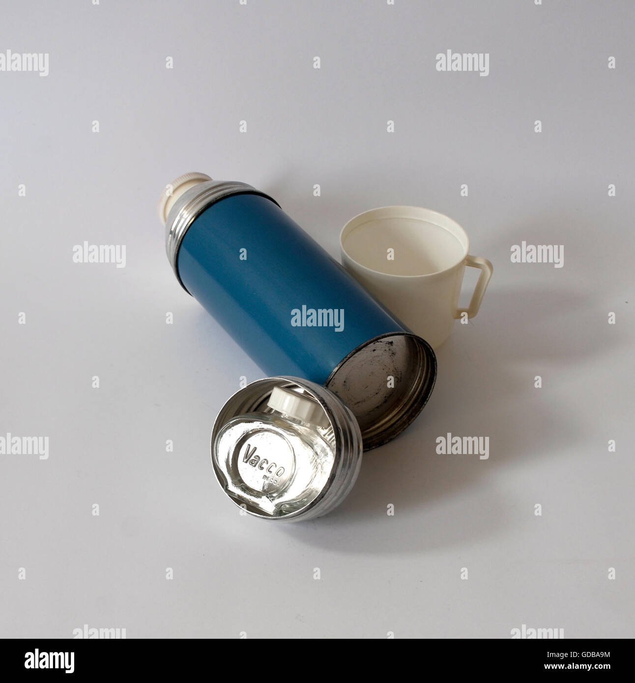 Vintage British Thermos. Vacco, Made in England. Object. Retro Stock