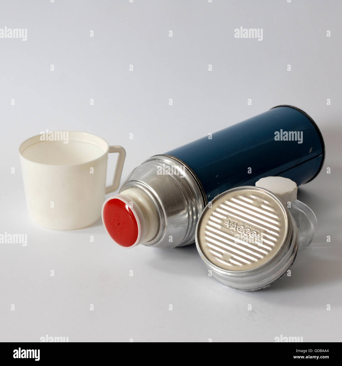 Vintage British Thermos. Vacco, Made in England. Object. Retro Stock