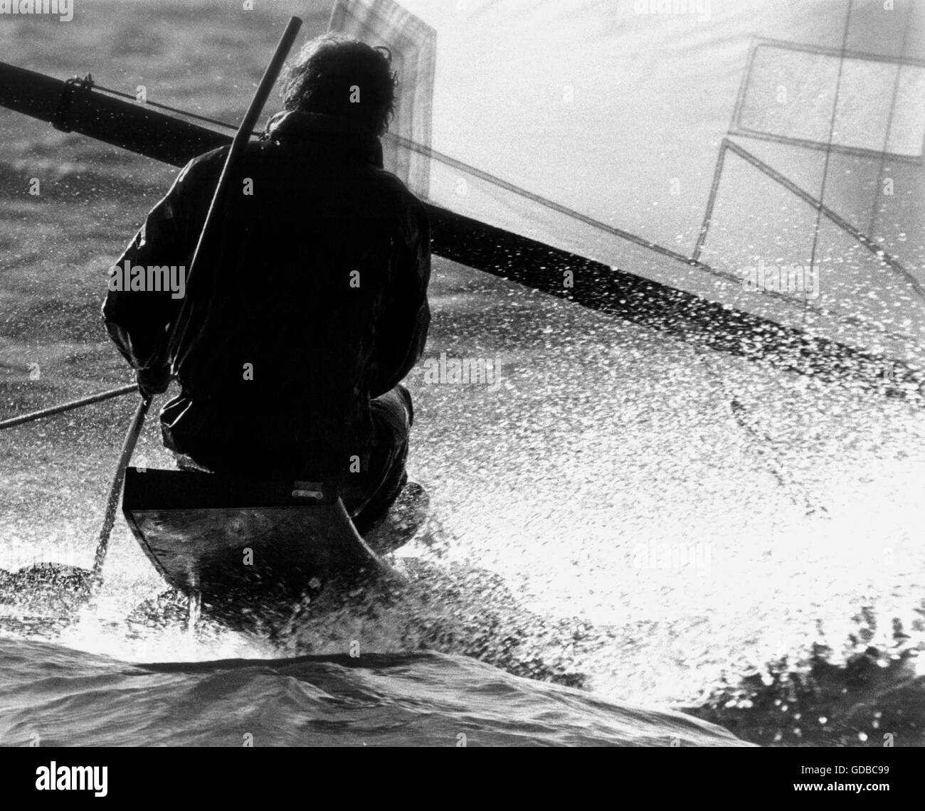 AJAX NEWS PHOTOS. 1977. WEYMOUTH, ENGLAND.  INTERNATIONAL SAILING CANOE AT SPEED ON THE COURSE.  PHOTO:JONATHAN EASTLAND/AJAX  REF:YAR CANOE WEY 77 Stock Photo