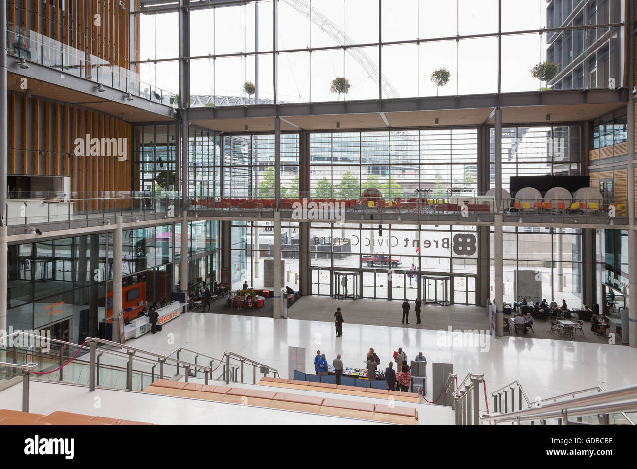 Brent Civic Centre, Wembley, London looking down towards the main