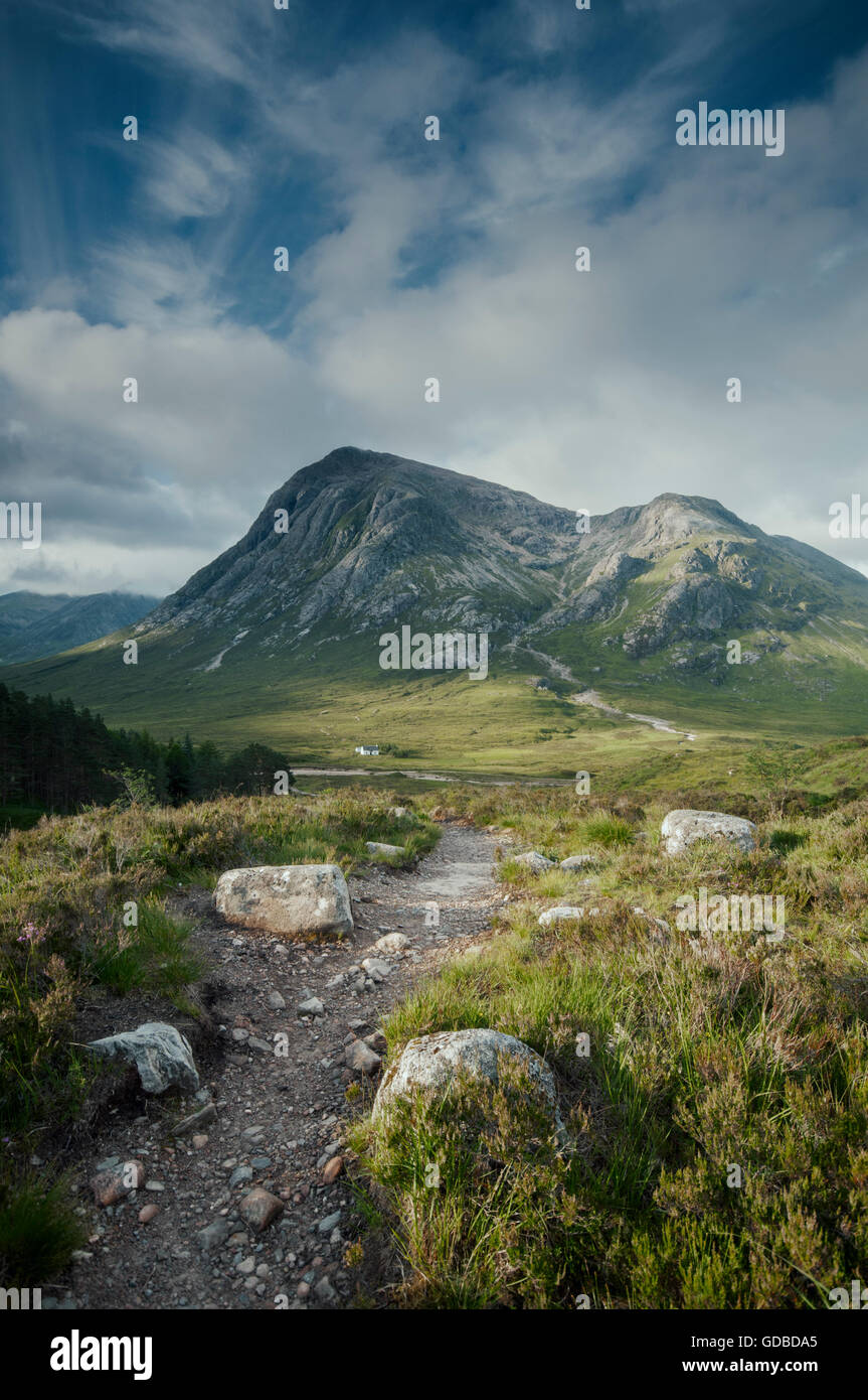 View down the Devil's Staircase to the Pass of Glencoe in the Scottish ...