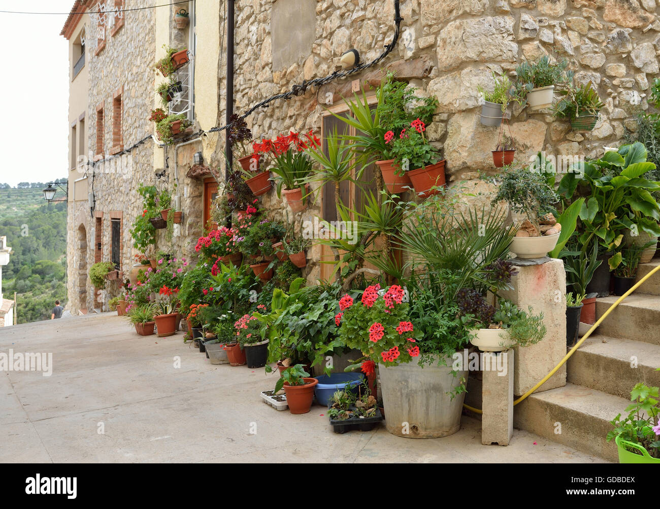 Spanish house flowers pots hi-res stock photography and images - Alamy