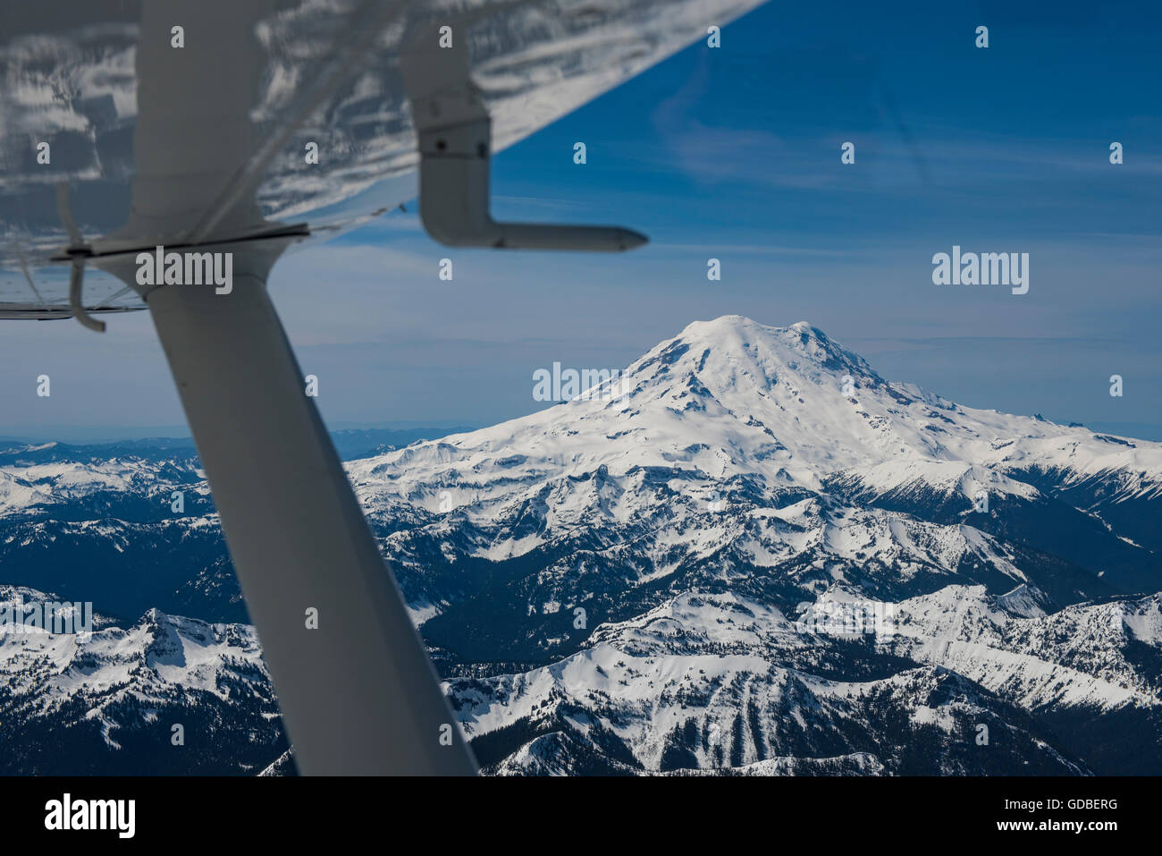 aerial view eastern flank of Mt Rainier, Washington State (WA), USA Stock Photo